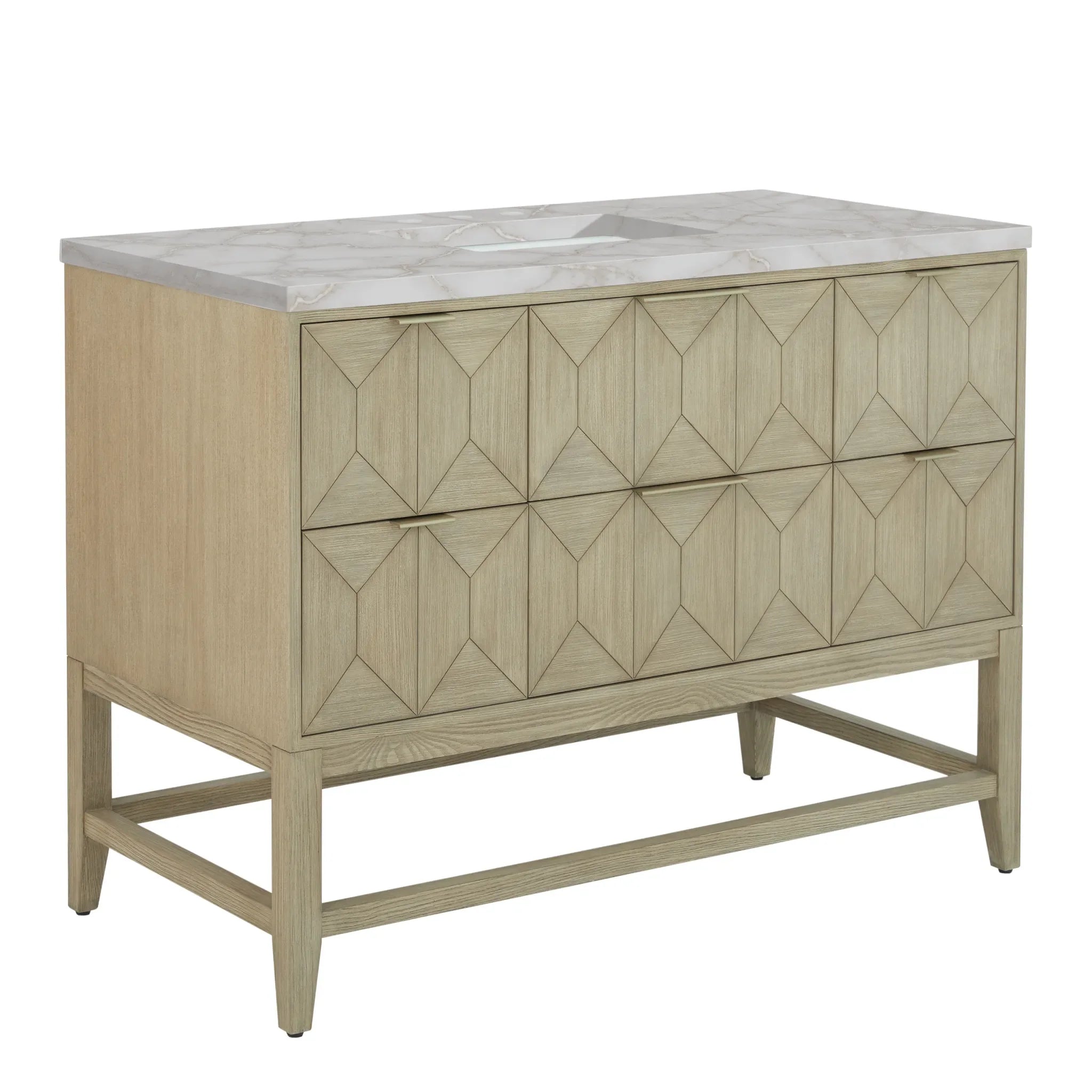 48" Emmeline Single Vanity in Pebble Oak-Victorian Silver Silestone-8" Widespread image 8