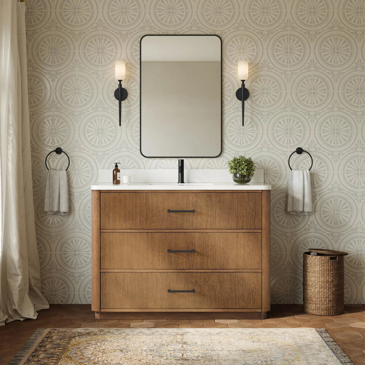 48" Francesca Single Bathroom Vanity Toasted Walnut Matte Black Trim by wyndham View 14