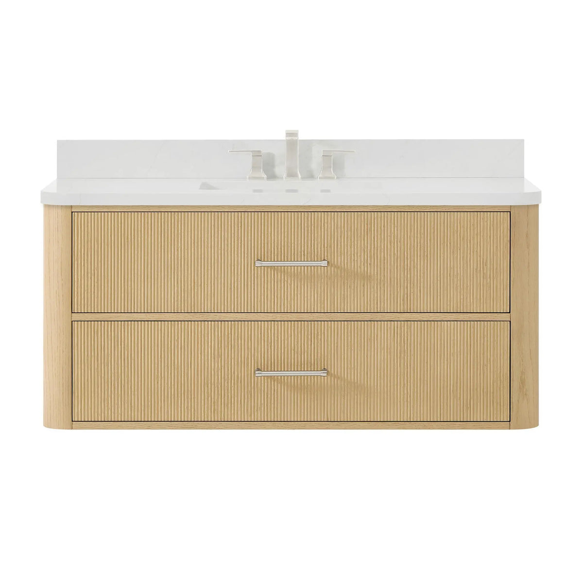 48" Francesca Single Wall Mounted Bathroom Vanity Scandinavian Oak Brushed Nickel Trim by wyndham View 6