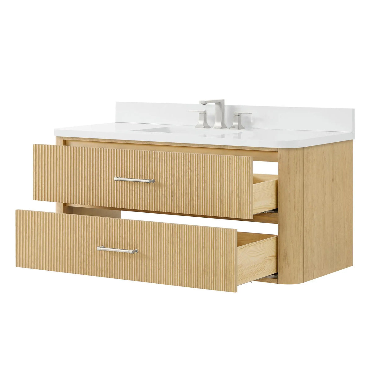 48" Francesca Single Wall Mounted Bathroom Vanity Scandinavian Oak Brushed Nickel Trim by wyndham View 18