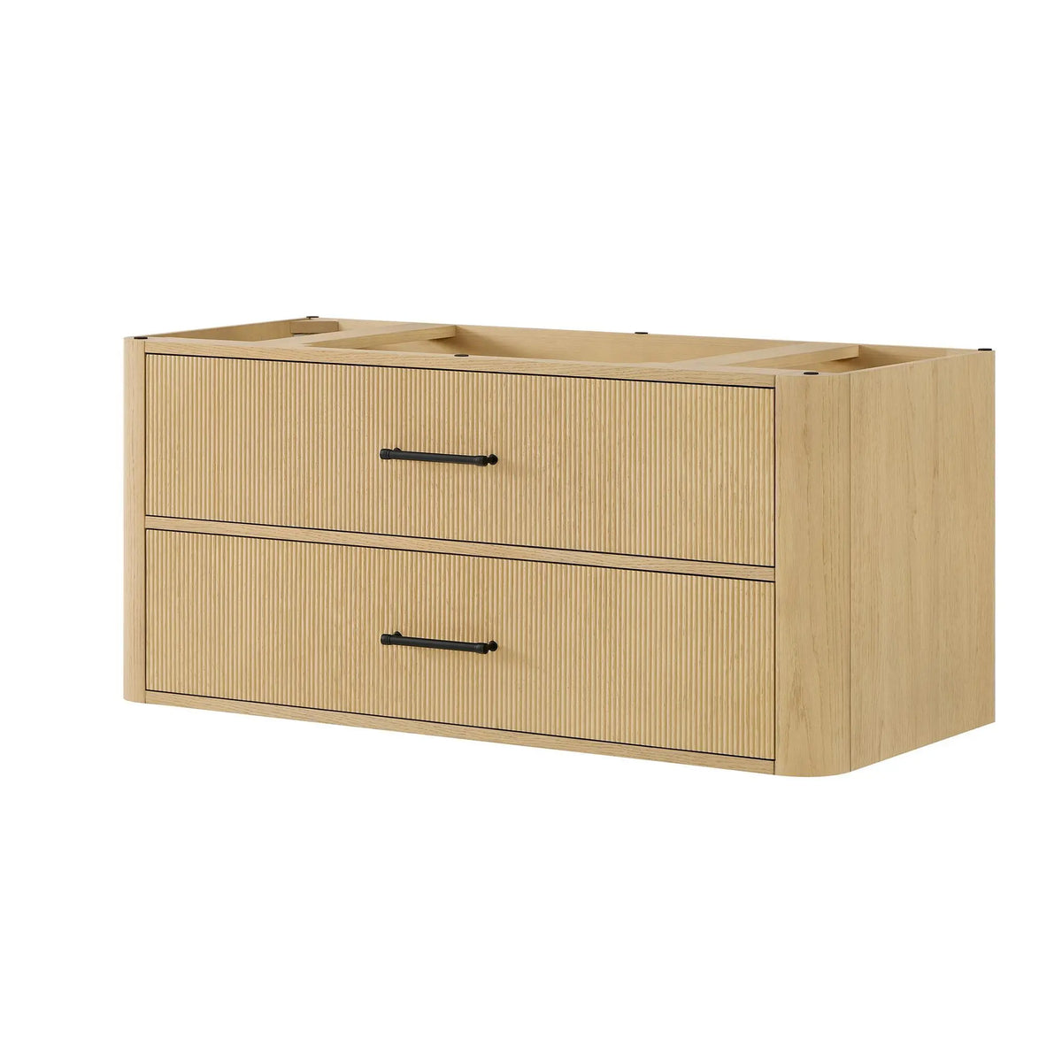 48" Francesca Single Wall Mounted Bathroom Vanity Scandinavian Oak Matte Black Trim by wyndham View 24