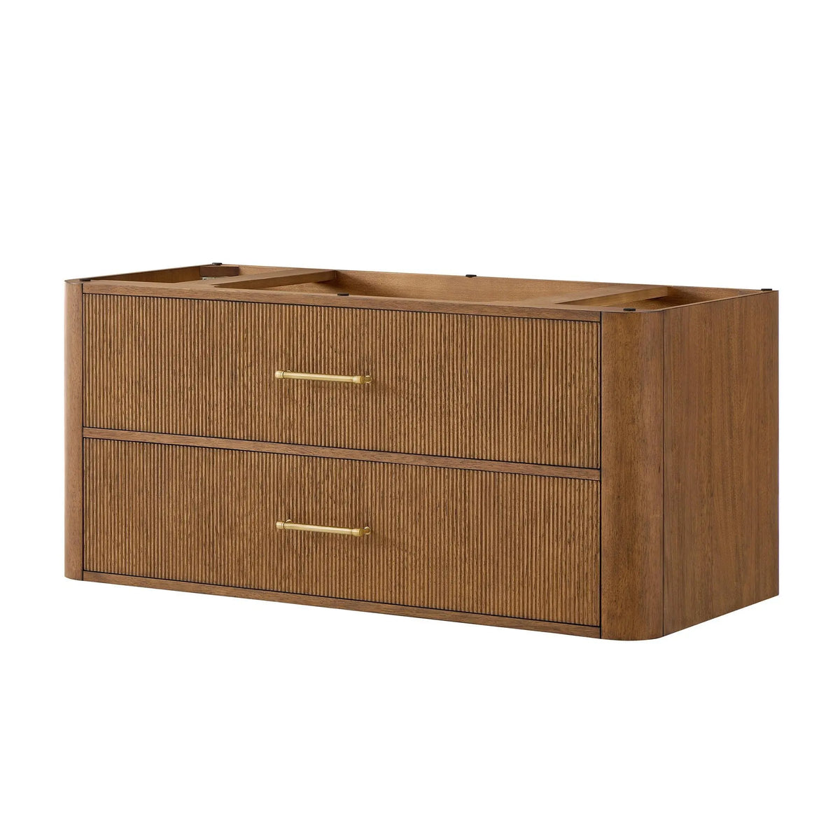 48" Francesca Single Wall Mounted Bathroom Vanity Toasted Walnut Satin Bronze Trim by wyndham View 24