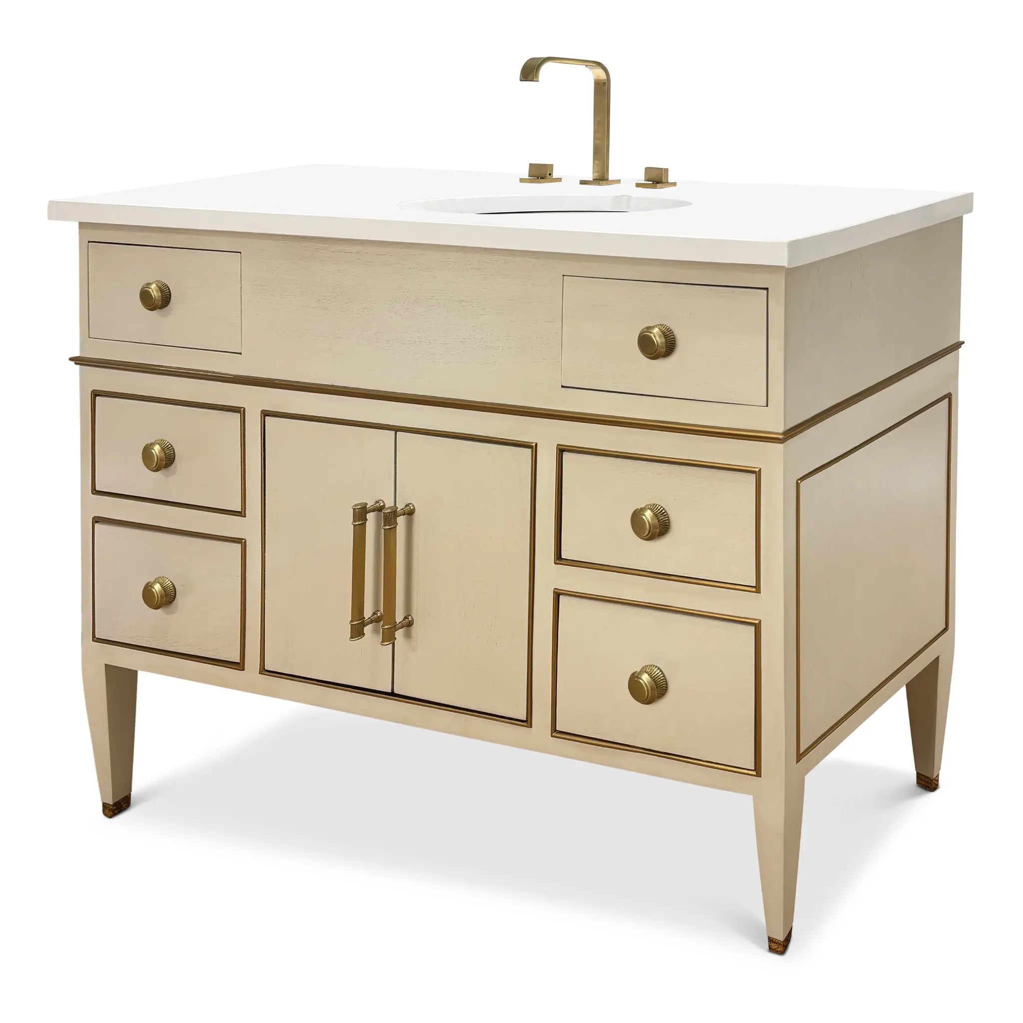 48" Glenbrook Sink Chest - Linen with Gold Accents by Ambella Home image 1