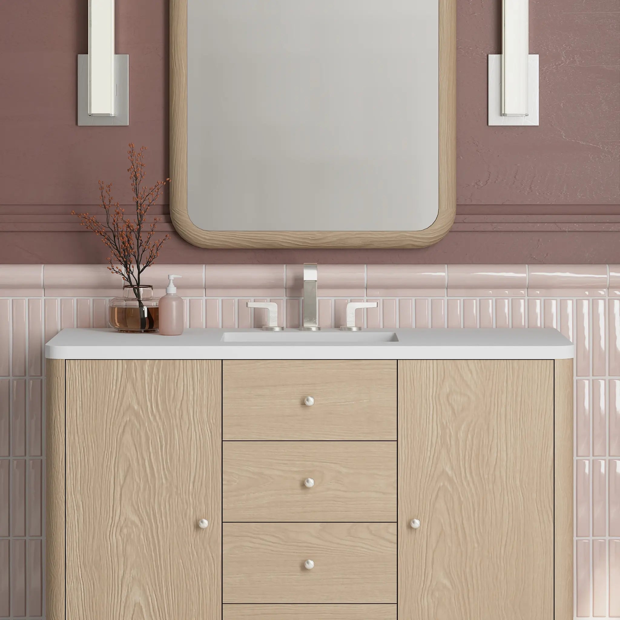 48 Gracyn Single Vanity In Coastal Driftwood Standard White Zeus Silestone 8 Widespread 2