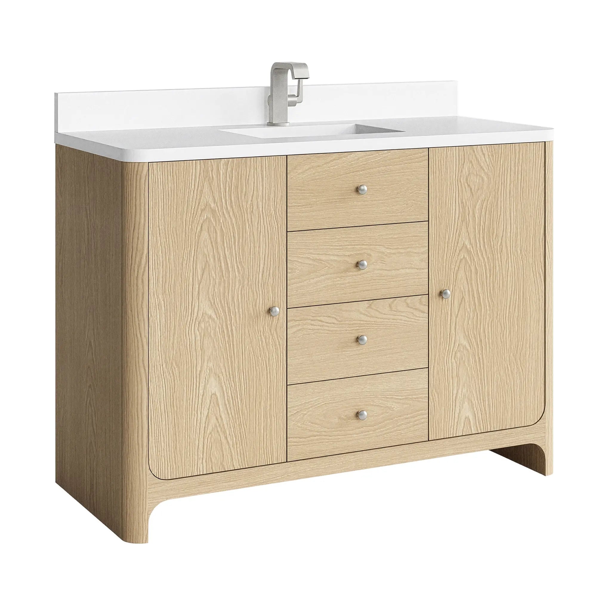 48 Gracyn Single Vanity In Coastal Driftwood Standard White Zeus Silestone Single Hole 10