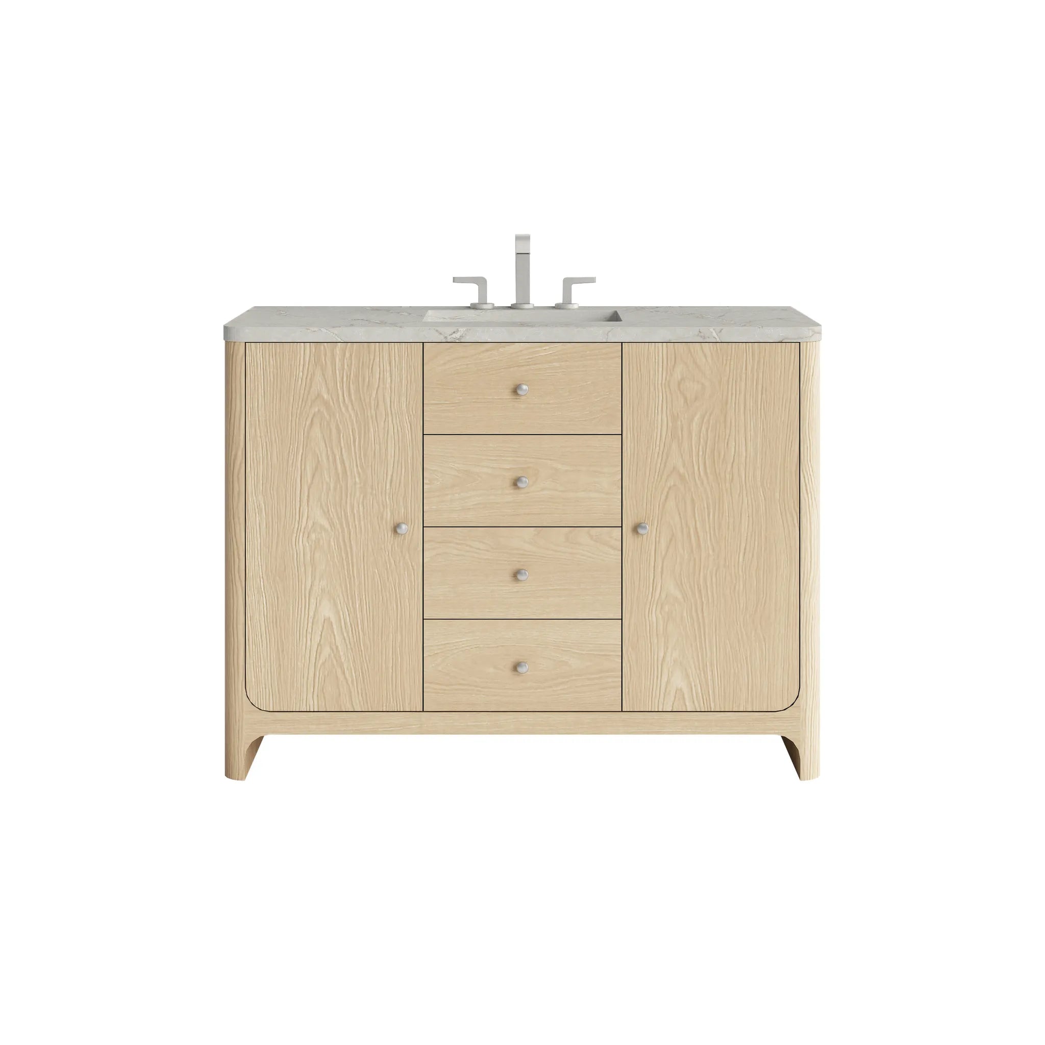 48" Gracyn Single Vanity in Coastal Driftwood-Victorian Silver Silestone-8" Widespread image