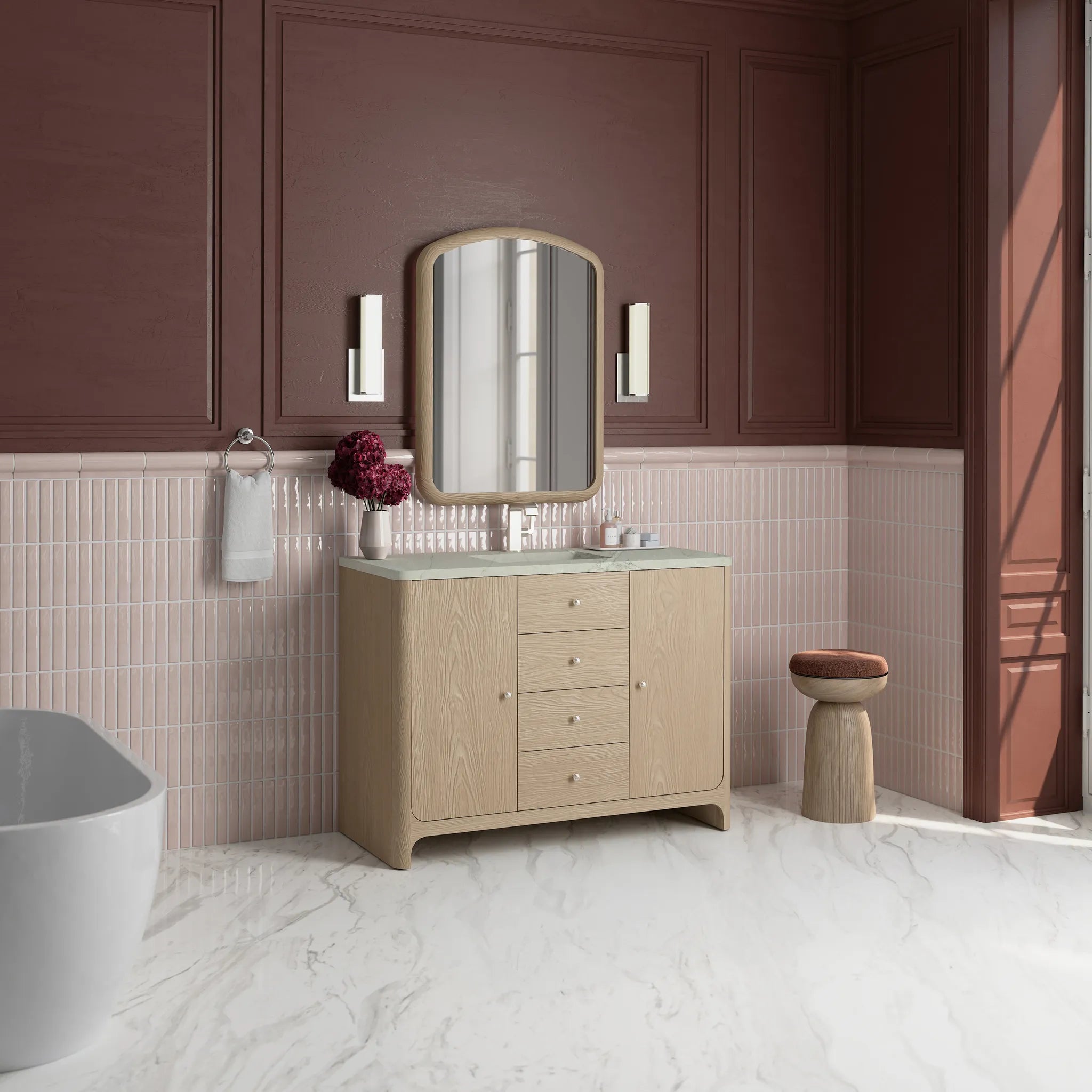 48" Gracyn Single Vanity in Coastal Driftwood-Victorian Silver Silestone-Single Hole image 3