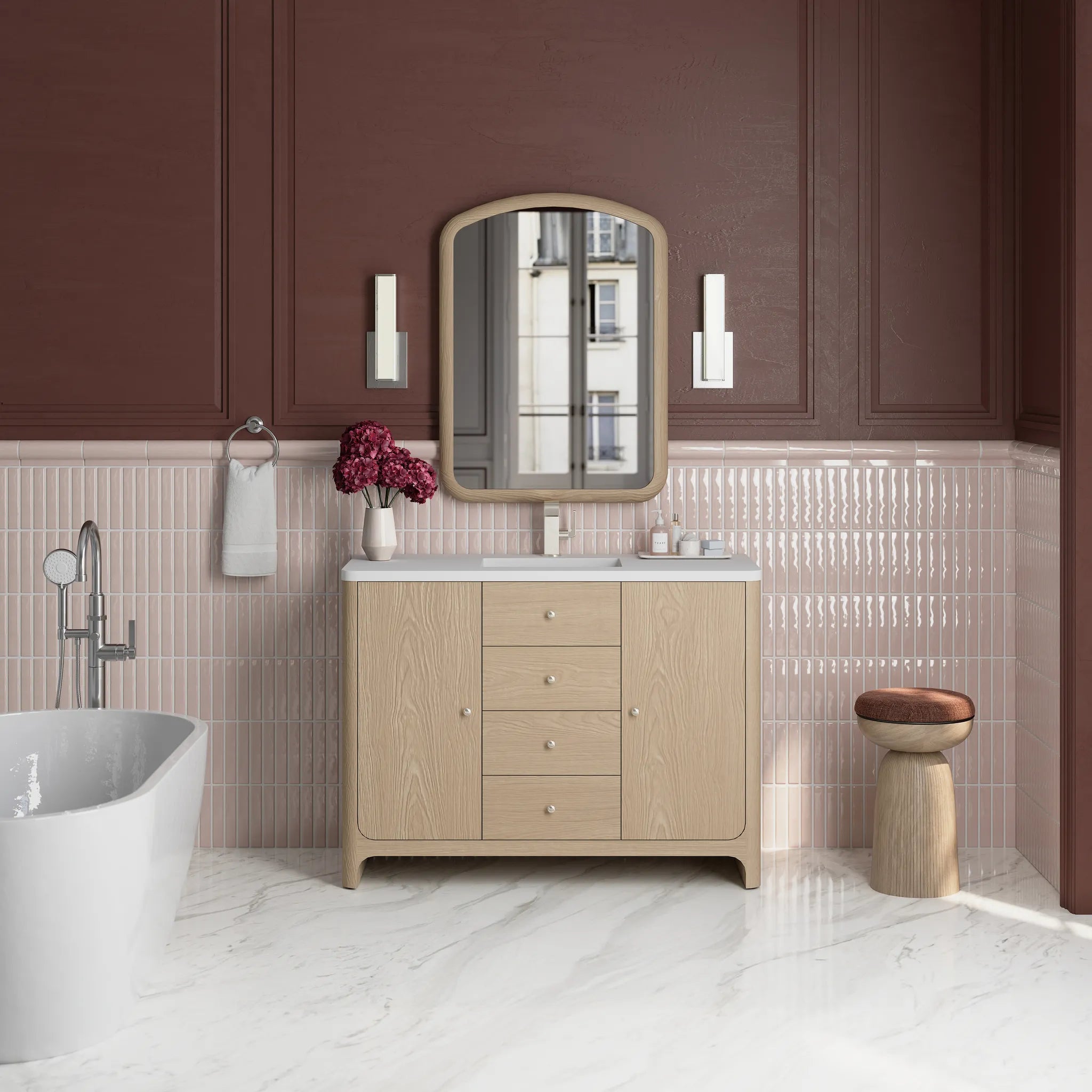 48" Gracyn Single Vanity in Coastal Driftwood-White Zeus Silestone-Single Hole image 2