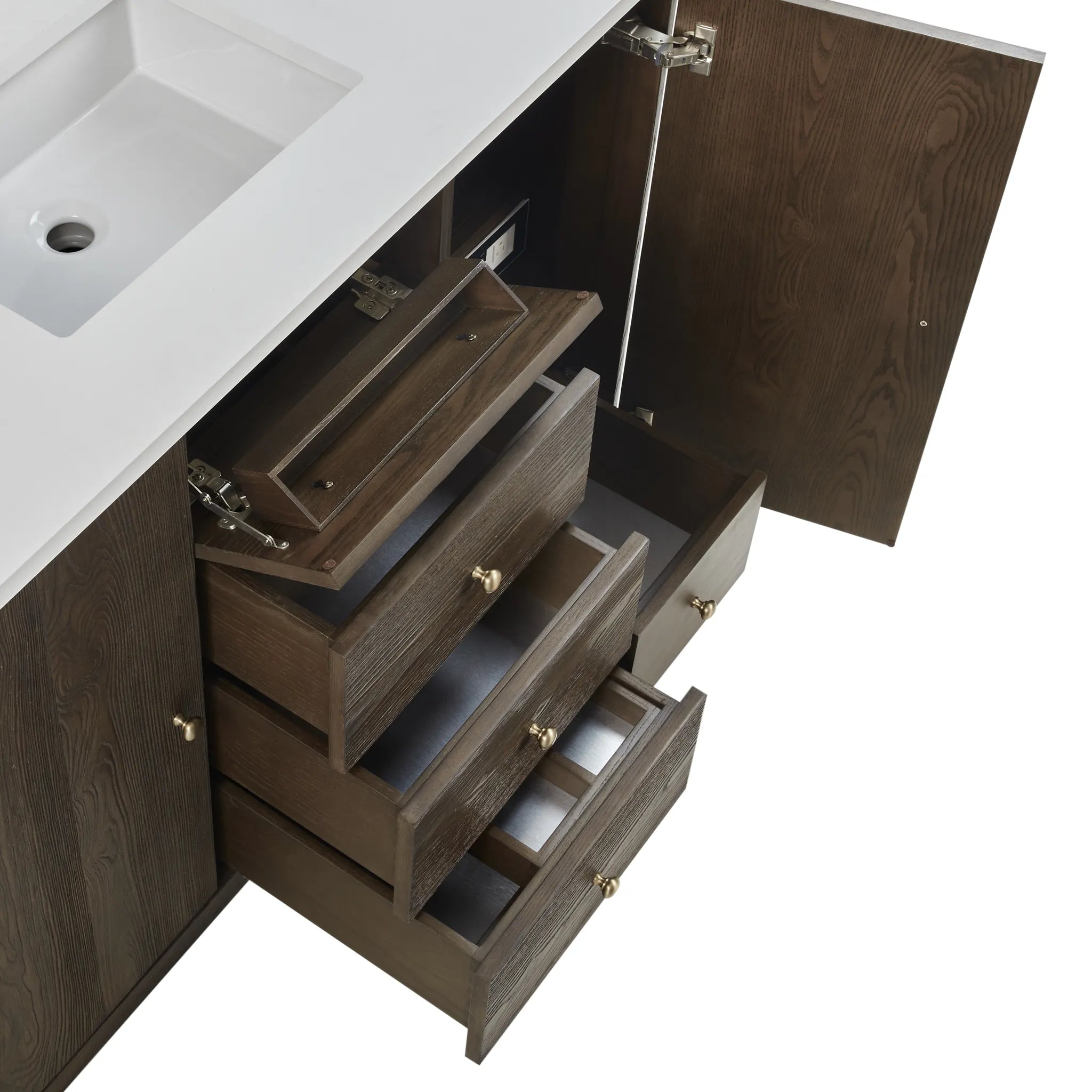 48" Gracyn Single Vanity in Sable in w/ 3 CM Victorian Silver Silestone Top Wireless Charger image 9