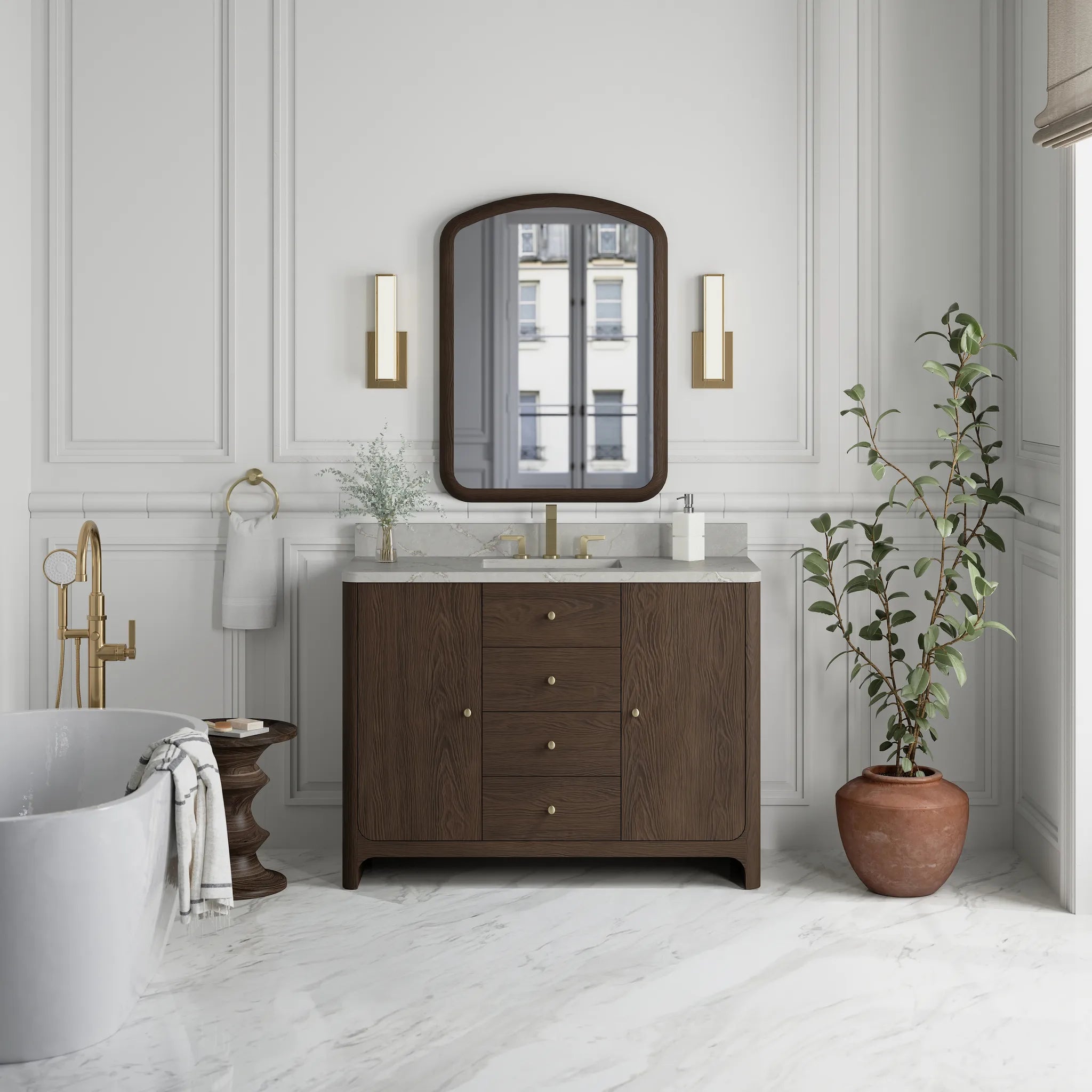 48" Gracyn Single Vanity in Sable-Victorian Silver Silestone-8" Widespread image 1