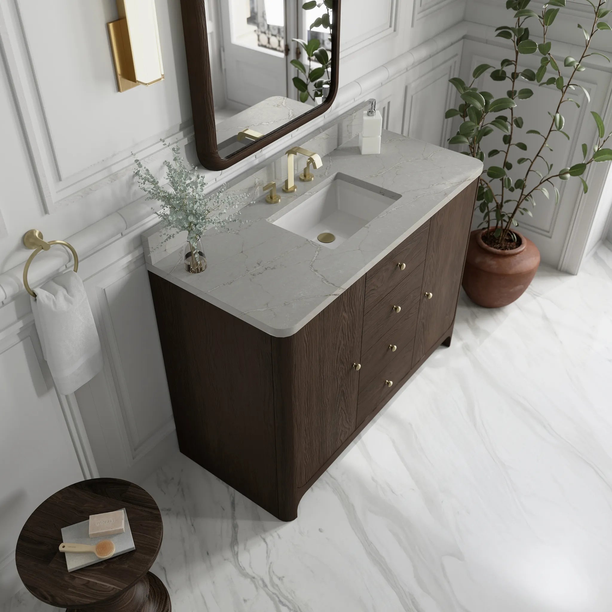 48" Gracyn Single Vanity in Sable-Victorian Silver Silestone-8" Widespread image 3