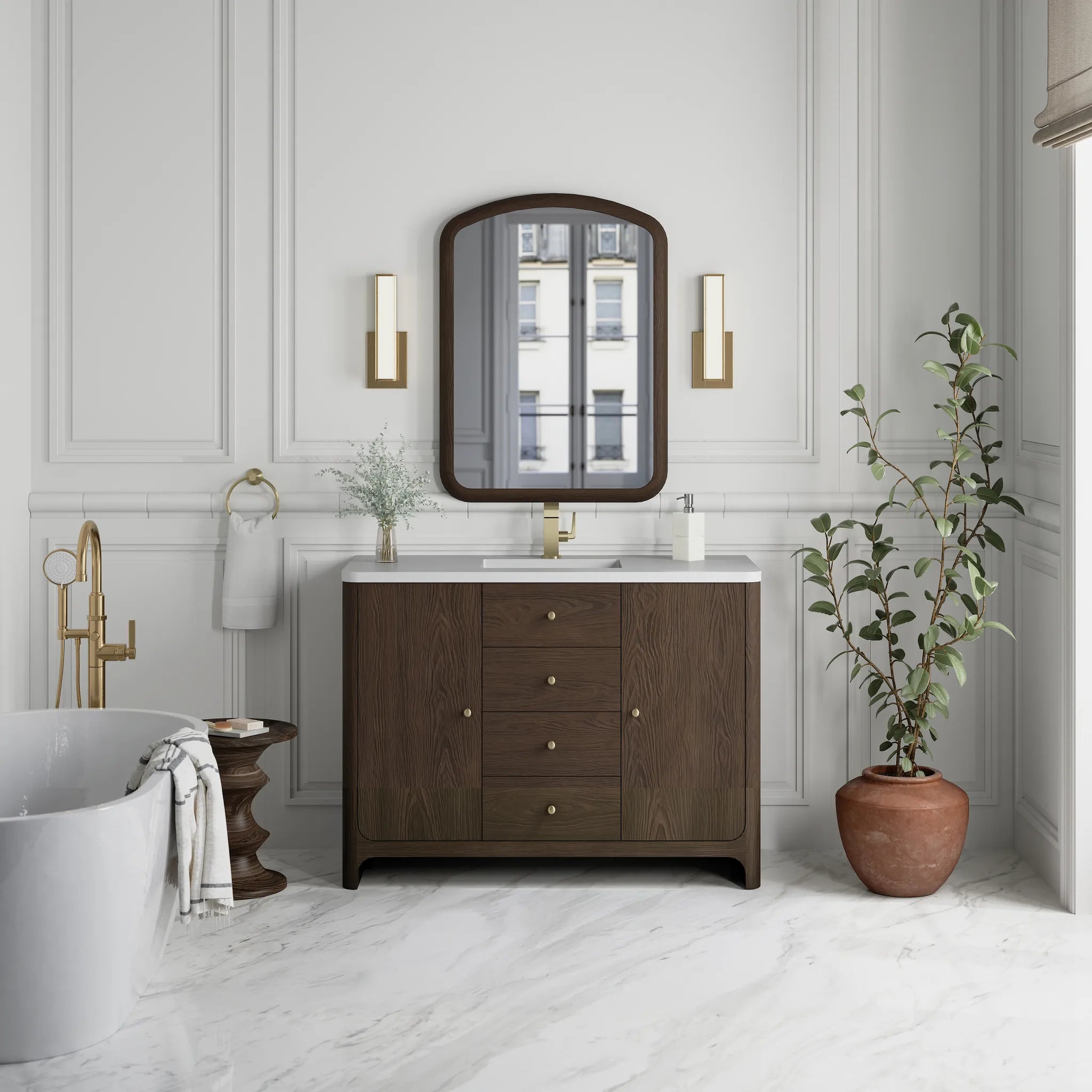 48" Gracyn Single Vanity in Sable-White Zeus Silestone-Single Hole image 2