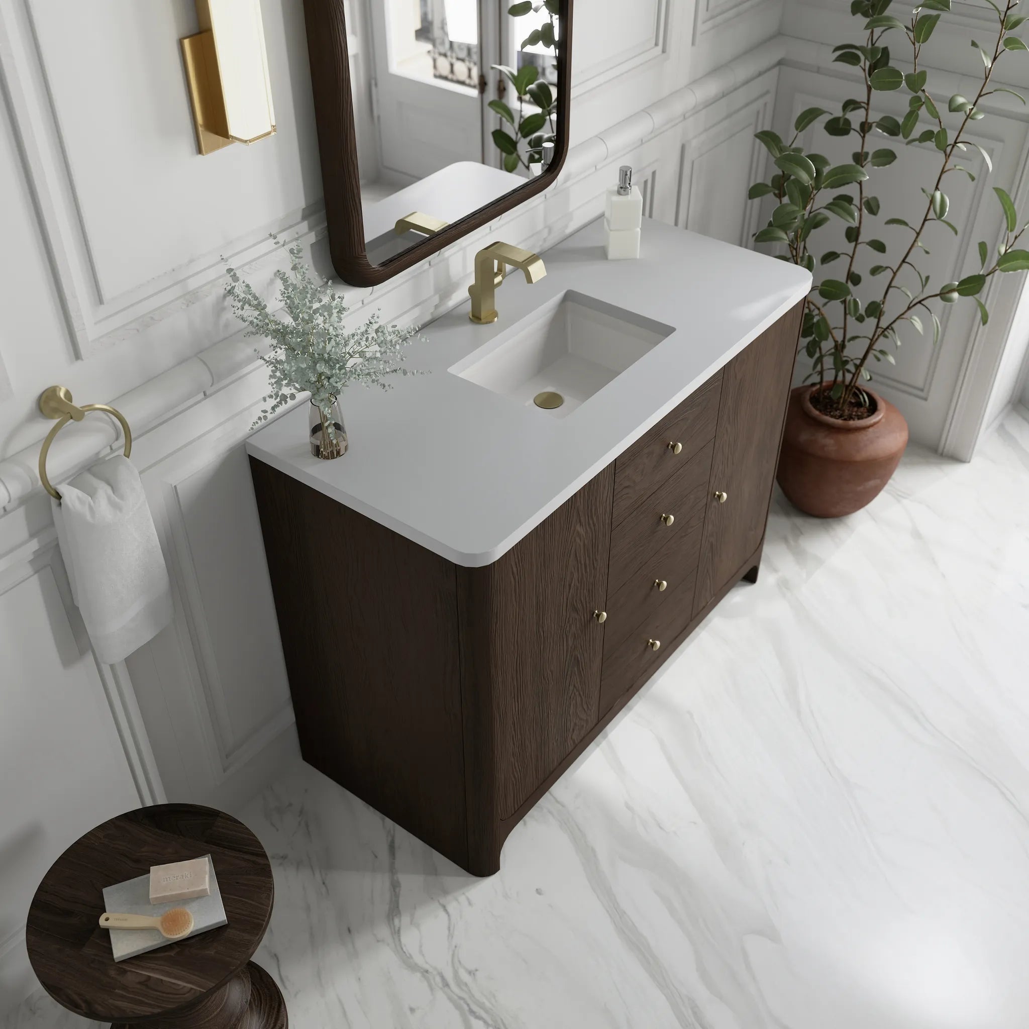 48" Gracyn Single Vanity in Sable-White Zeus Silestone-Single Hole image 6