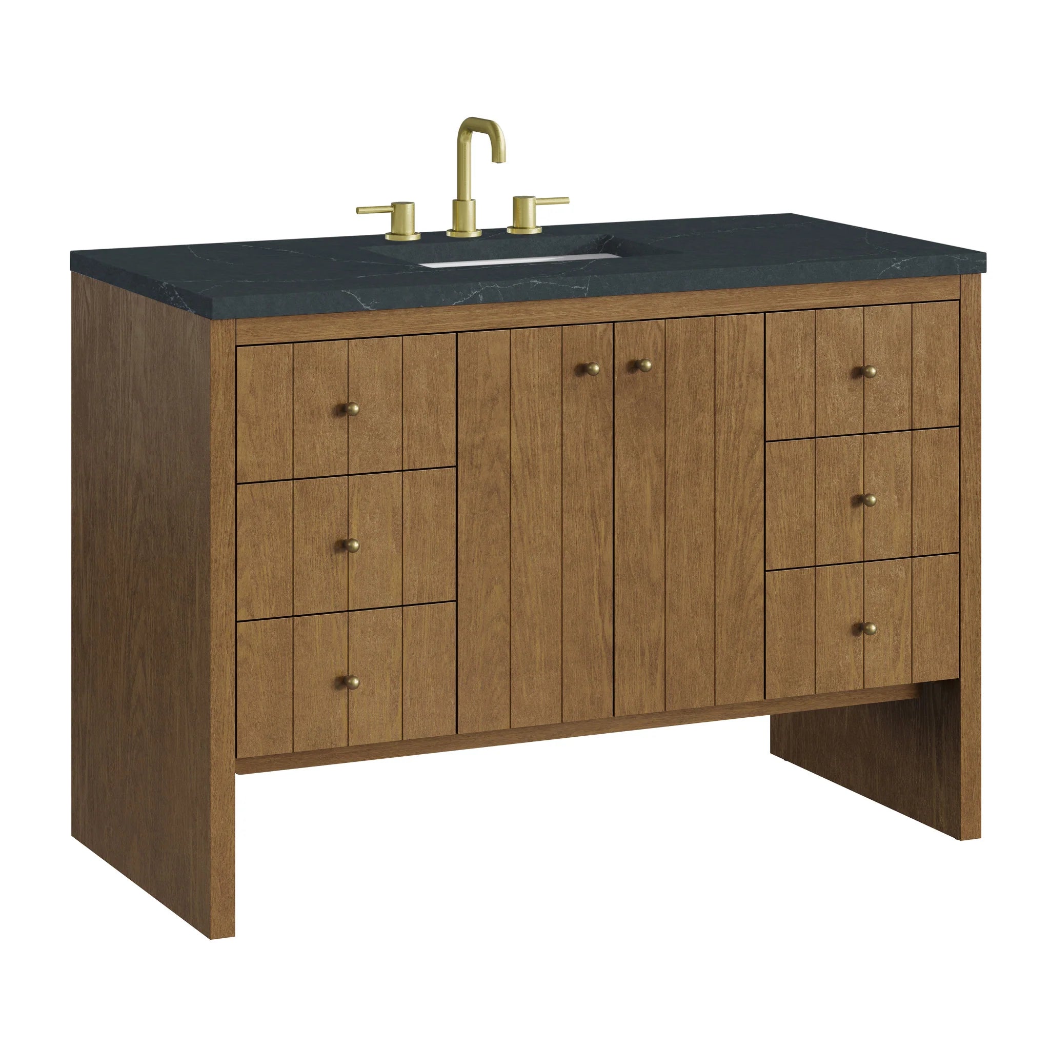 48" Hudson Single Vanity in Honey Oak by James Martin Vanities-Charcoal Soapstone Silestone 10
