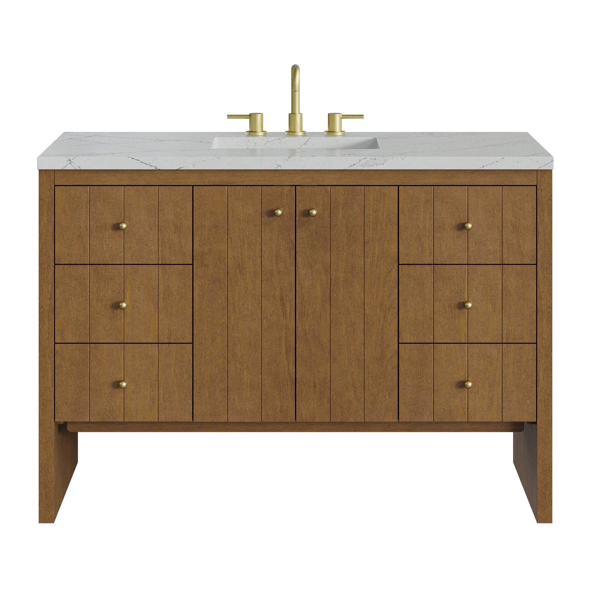 48" Hudson Single Vanity in Honey Oak by James Martin Vanities-Ethereal Noctis Silestone