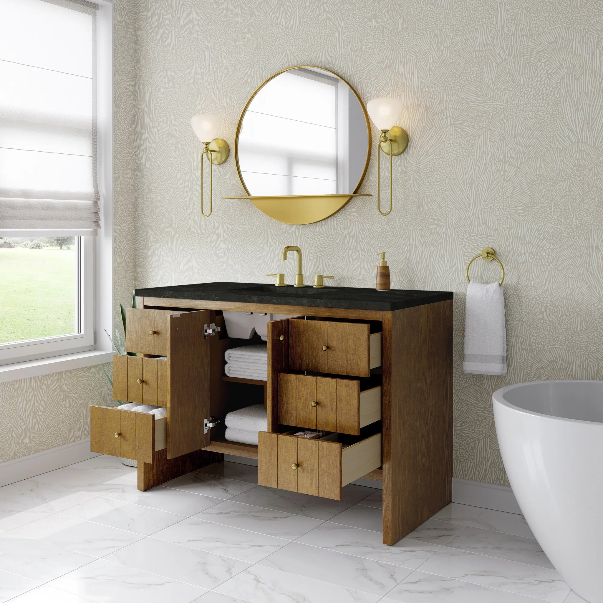 48" Hudson Single Vanity in Honey Oak by James Martin Vanities-Phantome Eclos 3