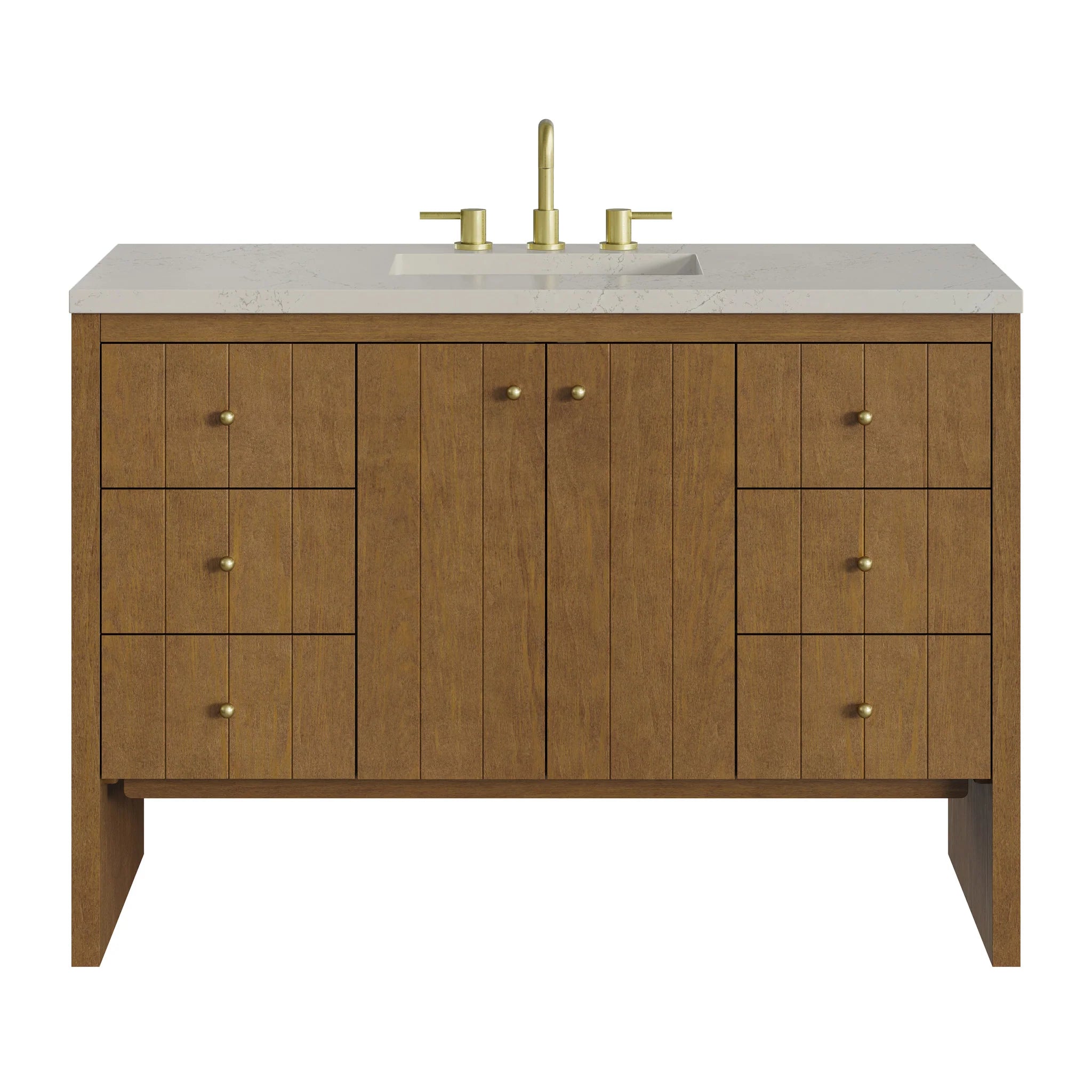 48" Hudson Single Vanity in Honey Oak by James Martin Vanities-Siberian Silestone