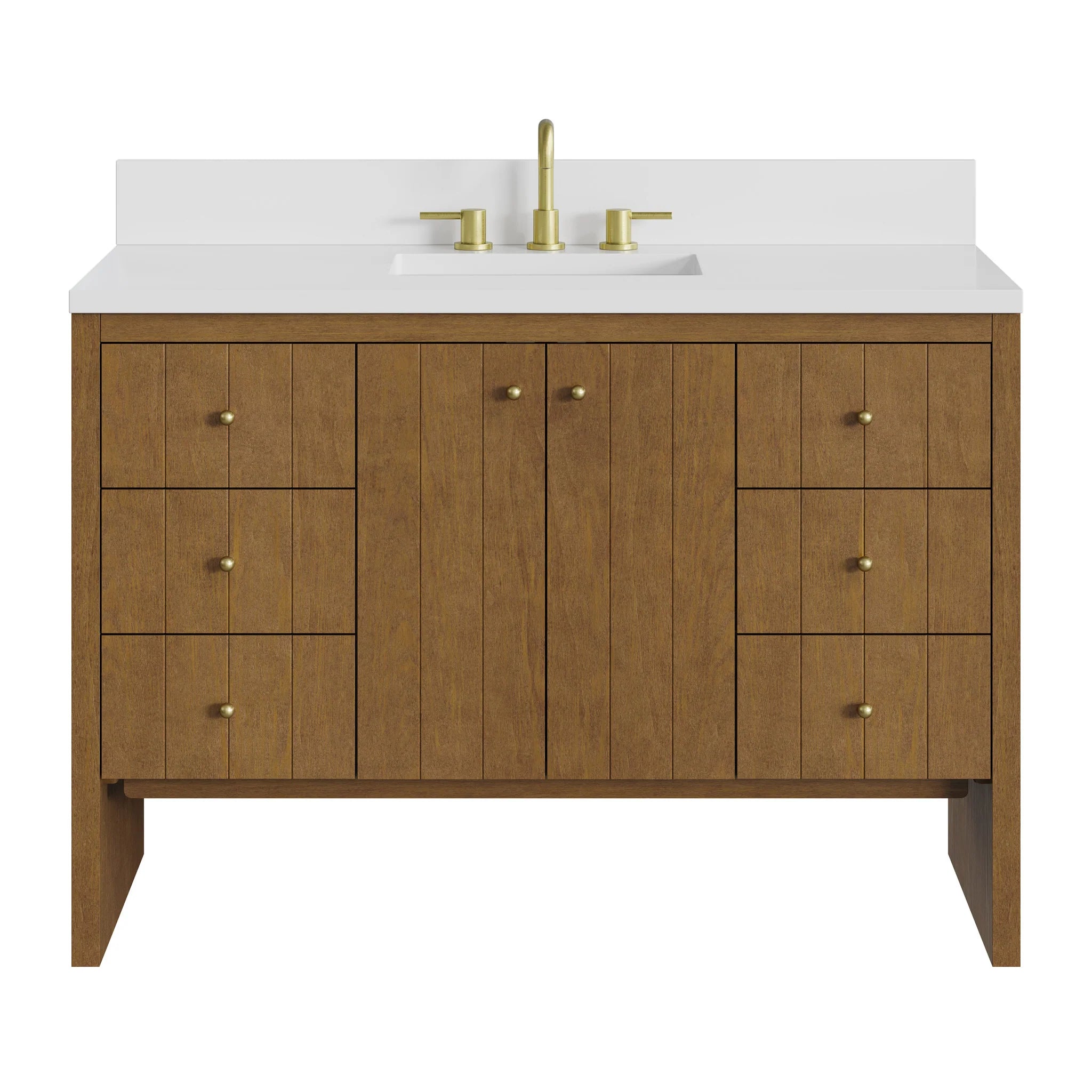 48" Hudson Single Vanity in Honey Oak by James Martin Vanities-White Zeus Silestone 1