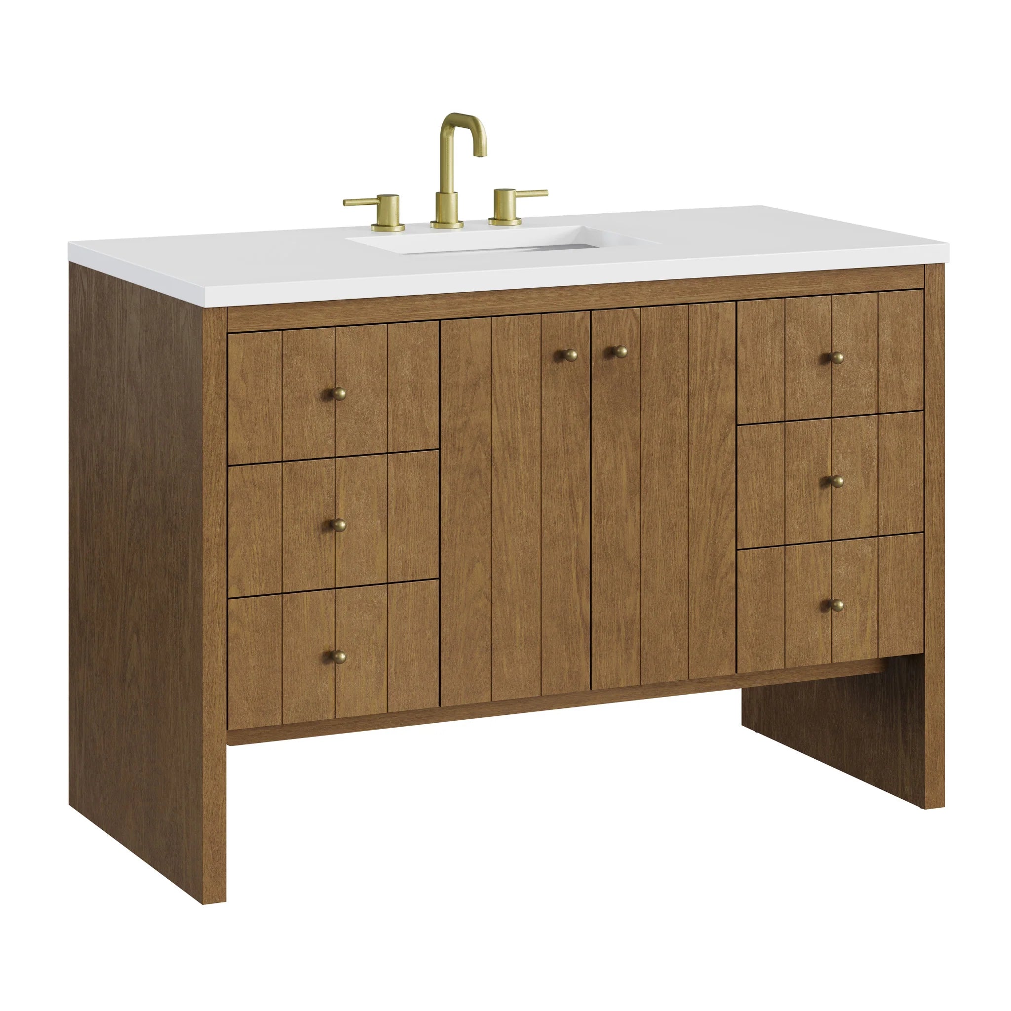 48" Hudson Single Vanity in Honey Oak by James Martin Vanities-White Zeus Silestone 17