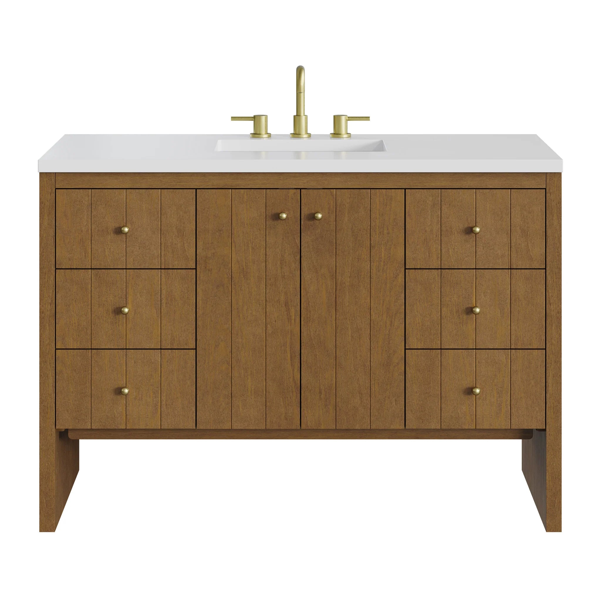 48" Hudson Single Vanity in Honey Oak by James Martin Vanities-White Zeus Silestone 2