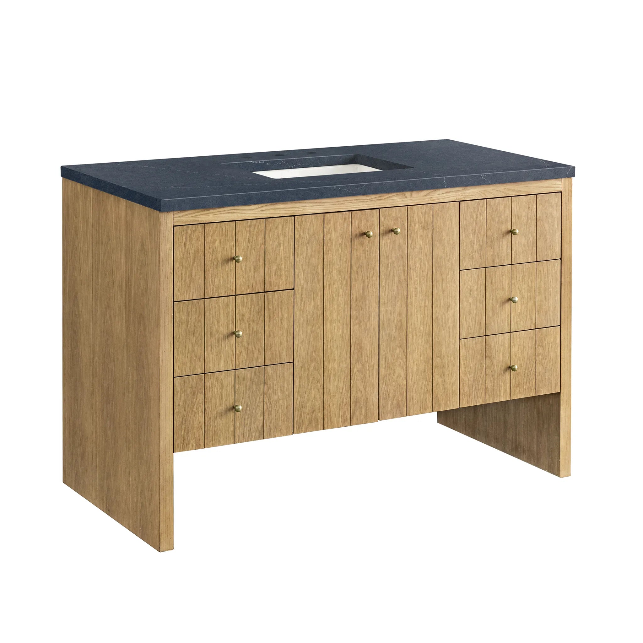 48" Hudson Single Vanity in Light Natural Oak-Charcoal Soapstone Silestone-8" Widespread image 5