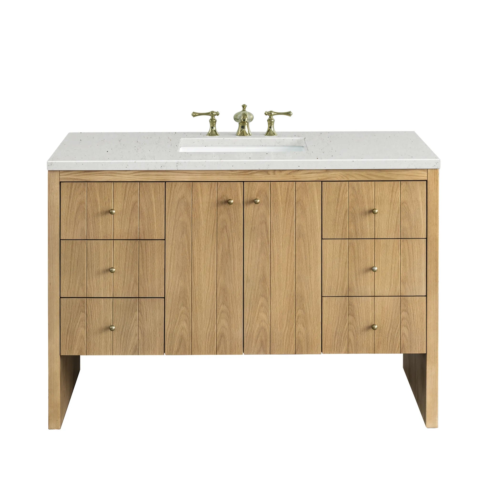 48" Hudson Single Vanity in Light Natural Oak-Lime Delight Silestone-8" Widespread image