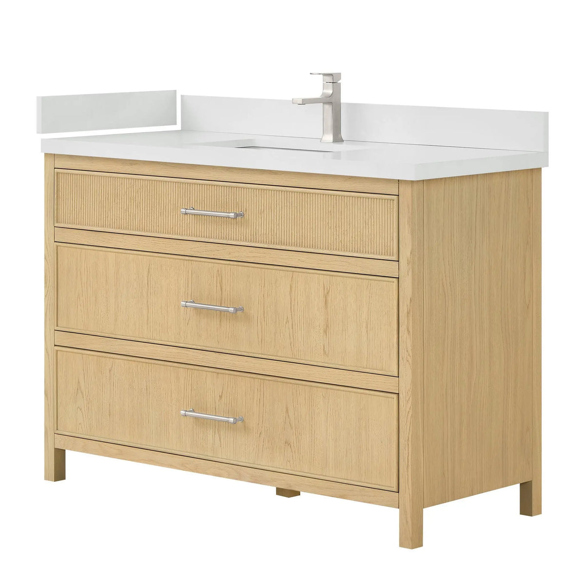 48" Isola Single Bathroom Vanity Scandinavian Oak Brushed Nickel Trim by wyndham View 12