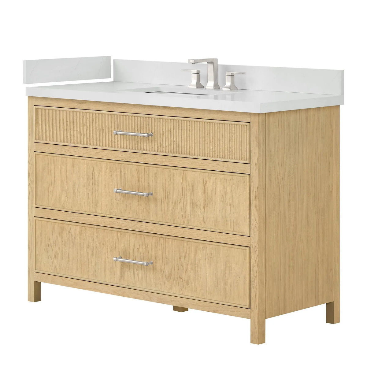 48" Isola Single Bathroom Vanity Scandinavian Oak Brushed Nickel Trim by wyndham View 8