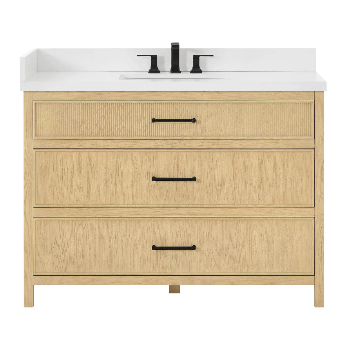 48" Isola Single Bathroom Vanity Scandinavian Oak Matte Black Trim by wyndham View 13