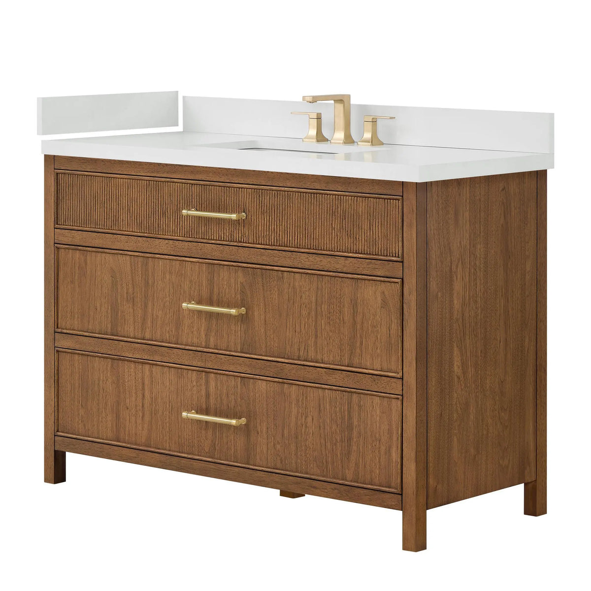 48" Isola Single Bathroom Vanity Toasted Walnut Satin Bronze Trim by wyndham View 16