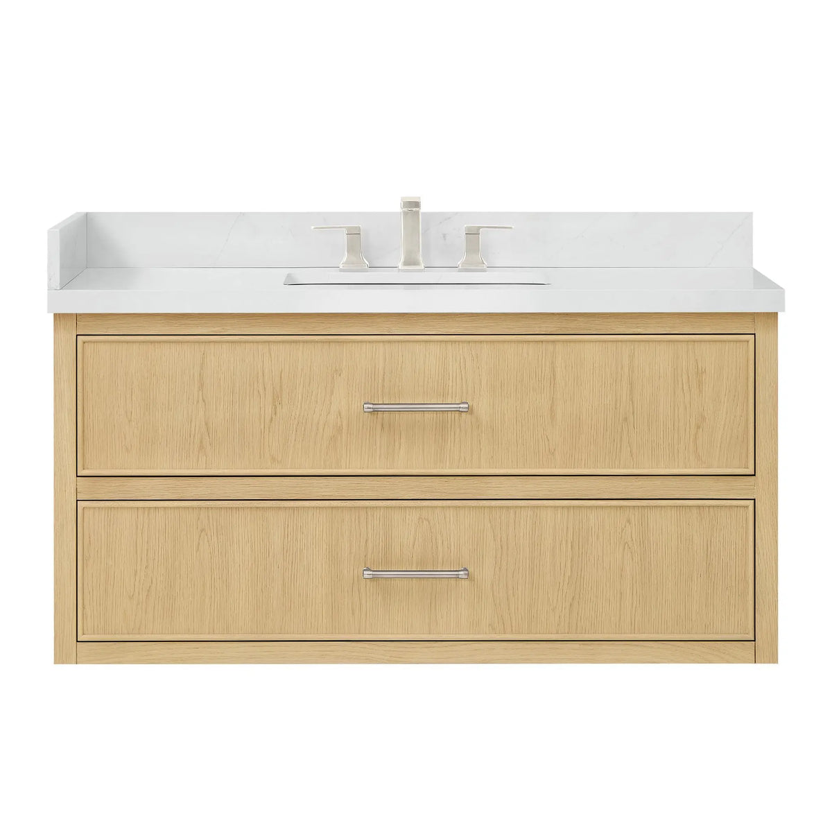 48" Isola Single Wall Mounted Bathroom Vanity Scandinavian Oak Brushed Nickel Trim by wyndham View 5