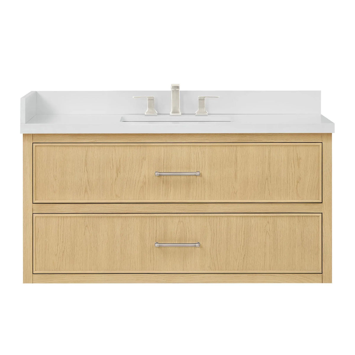 48" Isola Single Wall Mounted Bathroom Vanity Scandinavian Oak Brushed Nickel Trim by wyndham View 13