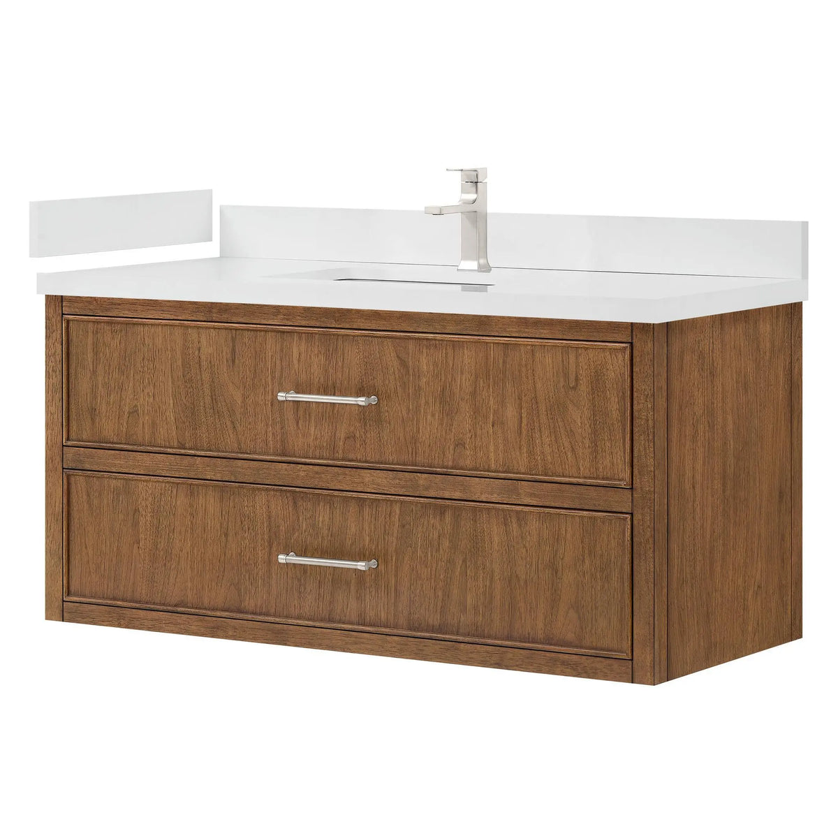 48" Isola Single Wall Mounted Bathroom Vanity Toasted Walnut Brushed Nickel Trim by wyndham View 12
