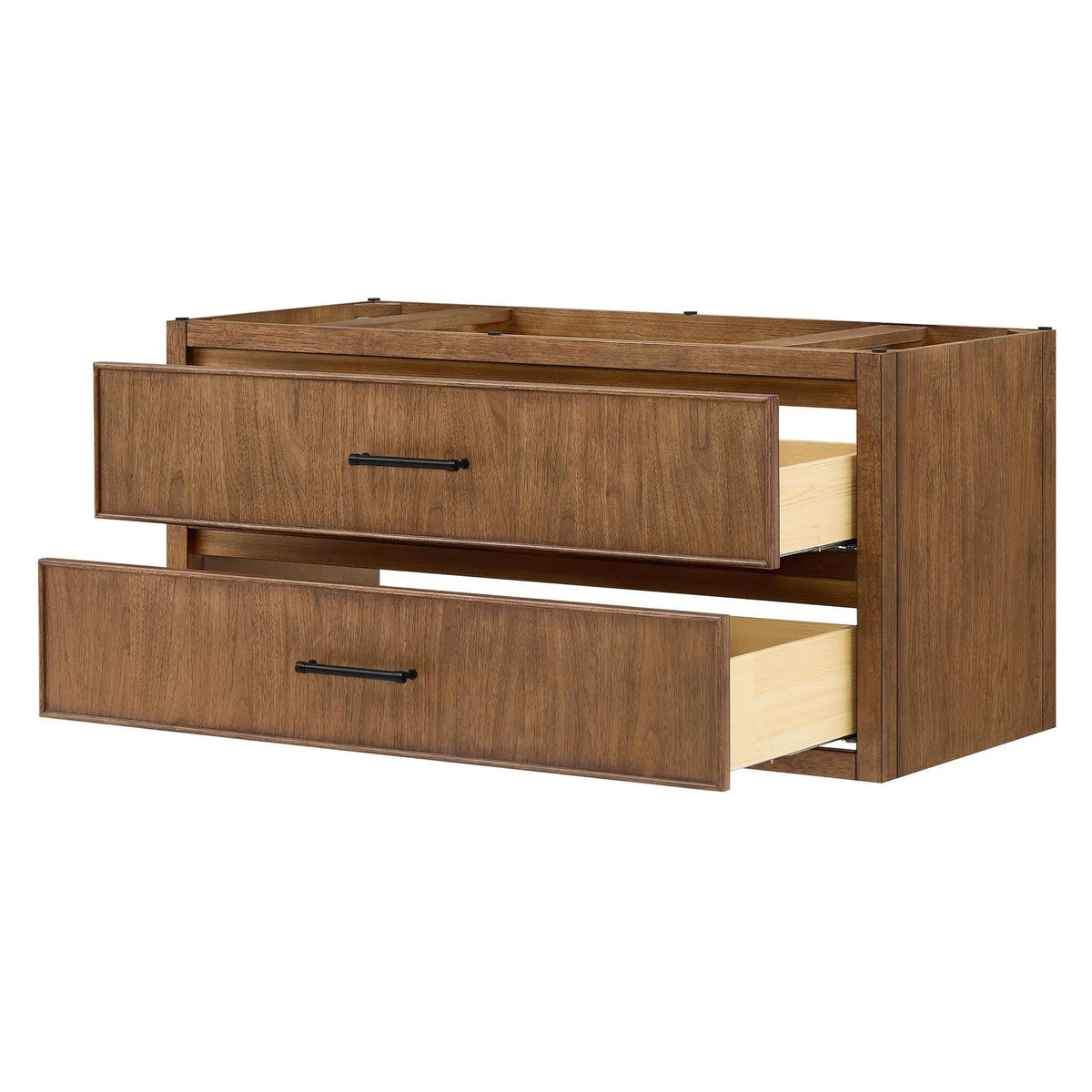 48" Isola Single Wall Mounted Bathroom Vanity Toasted Walnut Matte Black Trim by wyndham View 18