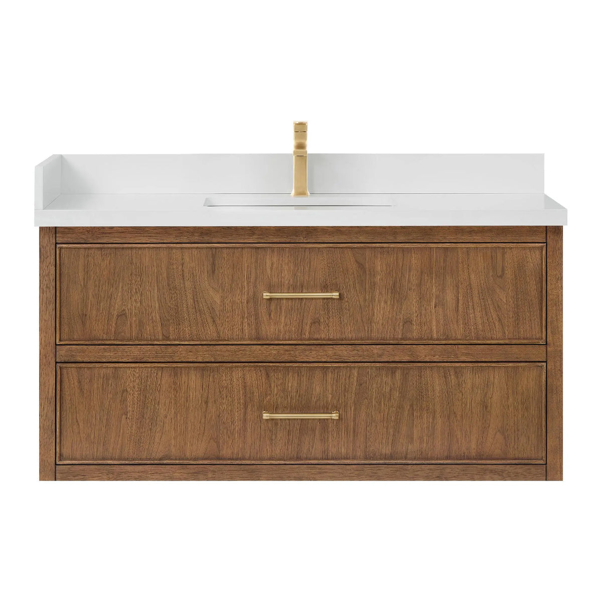 48" Isola Single Wall Mounted Bathroom Vanity Toasted Walnut Satin Bronze Trim by wyndham View 9