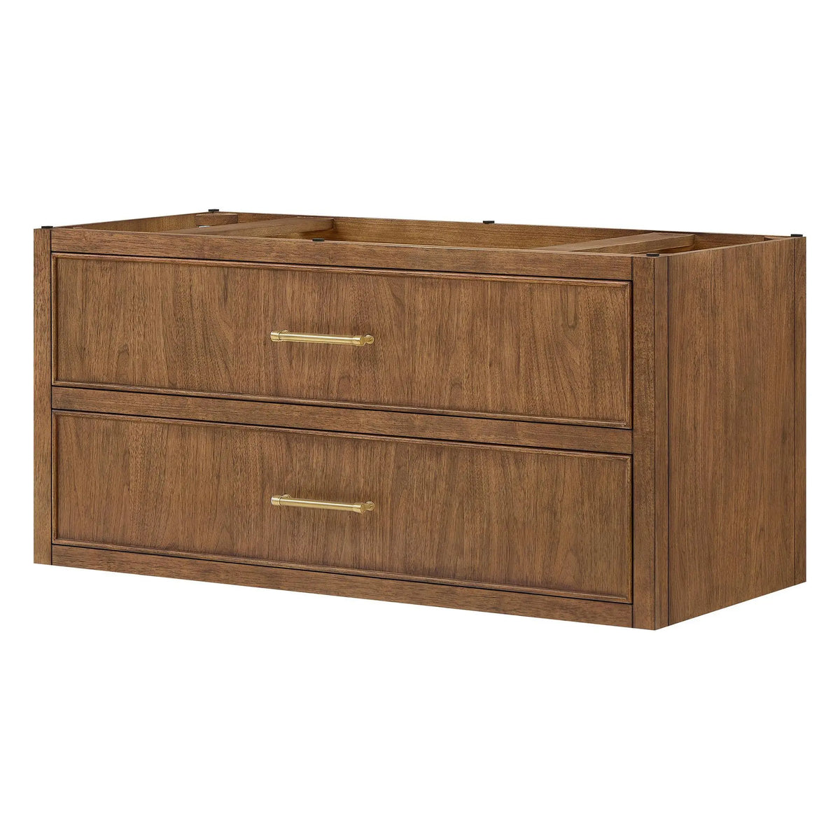 48" Isola Single Wall Mounted Bathroom Vanity Toasted Walnut Satin Bronze Trim by wyndham View 20