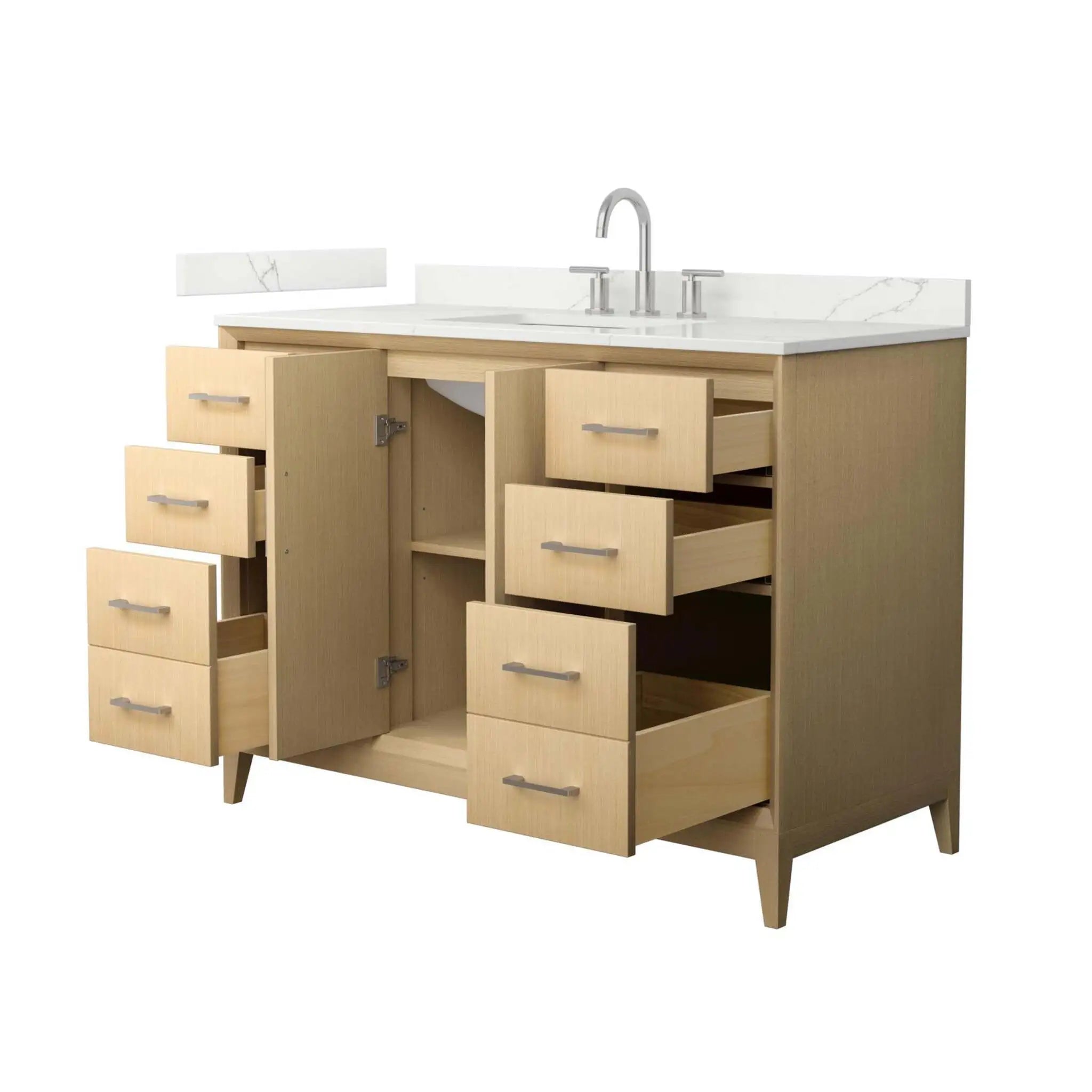 48" Janna Single Bathroom Vanity in White Oak with Brushed Nickel Trim by Wyndham