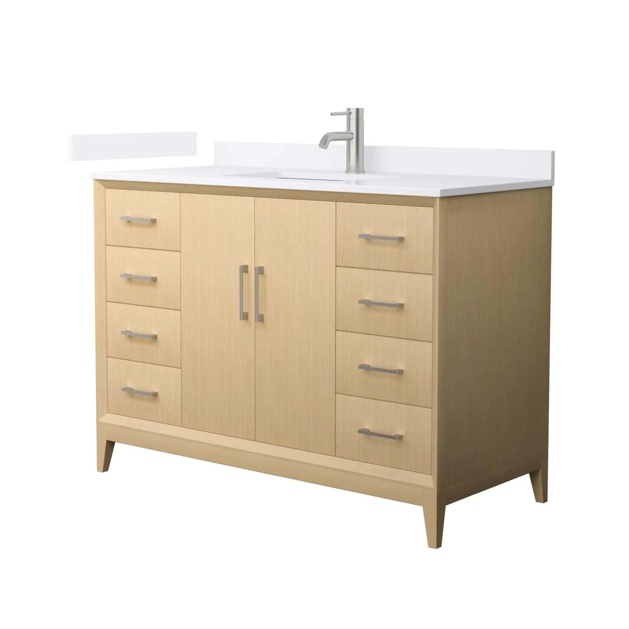 48" Janna Single Bathroom Vanity in White Oak with Brushed Nickel Trim by Wyndham