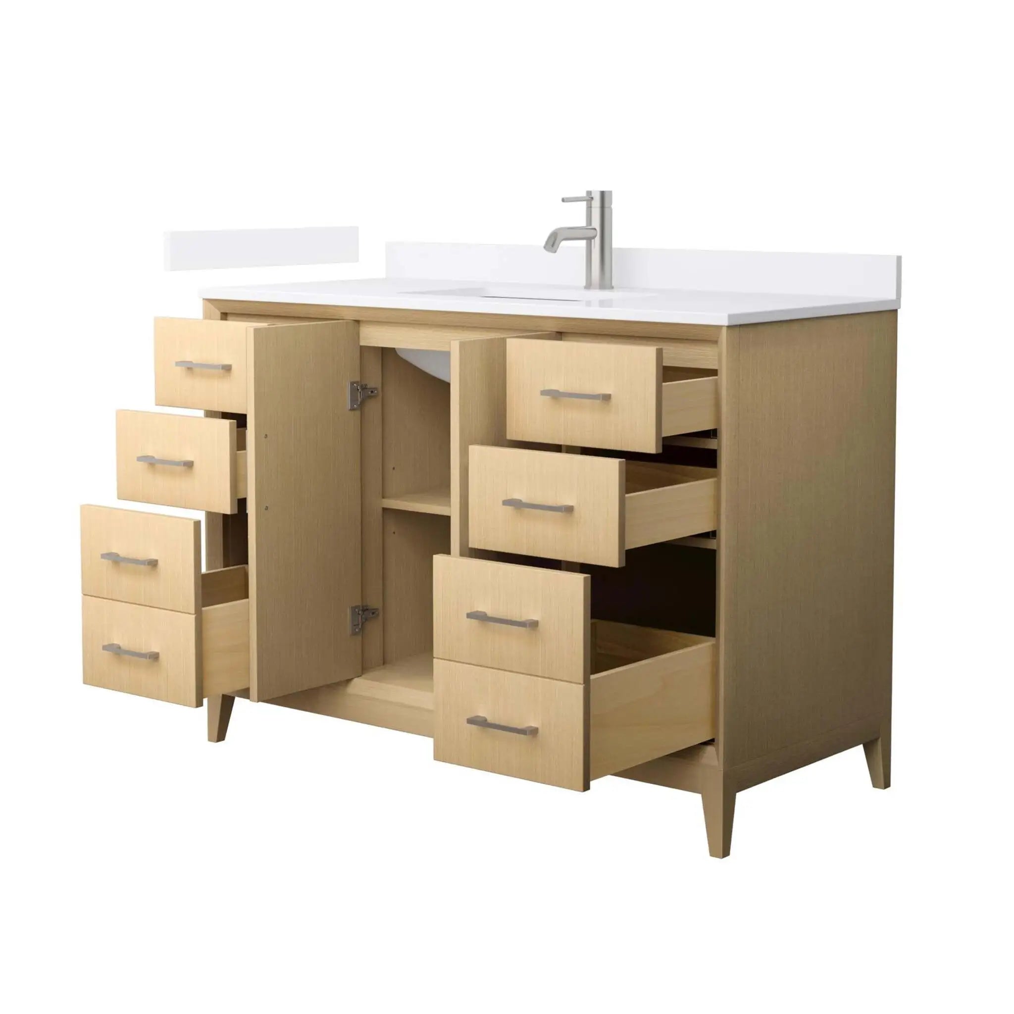 48" Janna Single Bathroom Vanity in White Oak with Brushed Nickel Trim by Wyndham