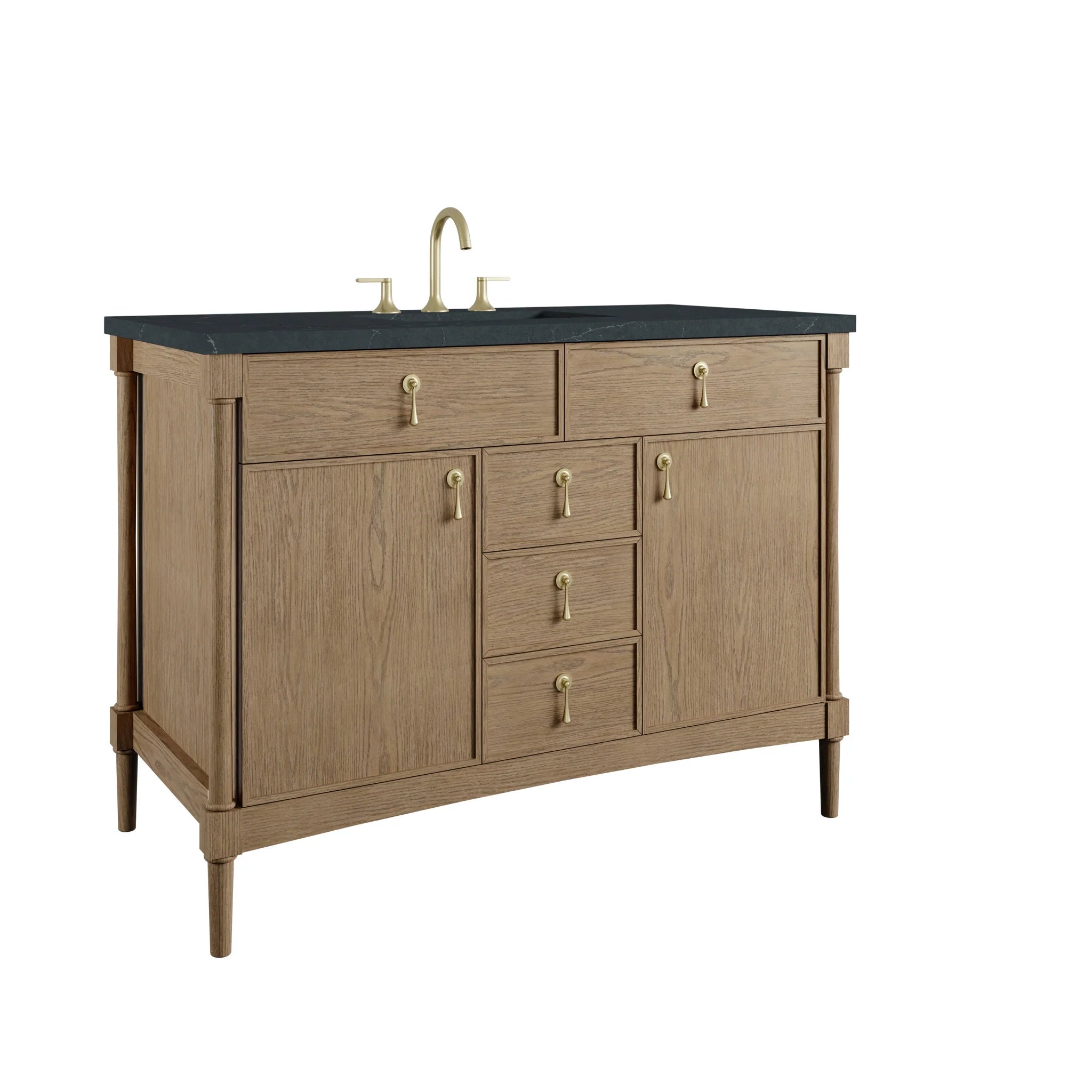 48" Kinnsden Single Vanity in Weathered Oak by James Martin Vanities-Charcoal Soapstone Silestone 9