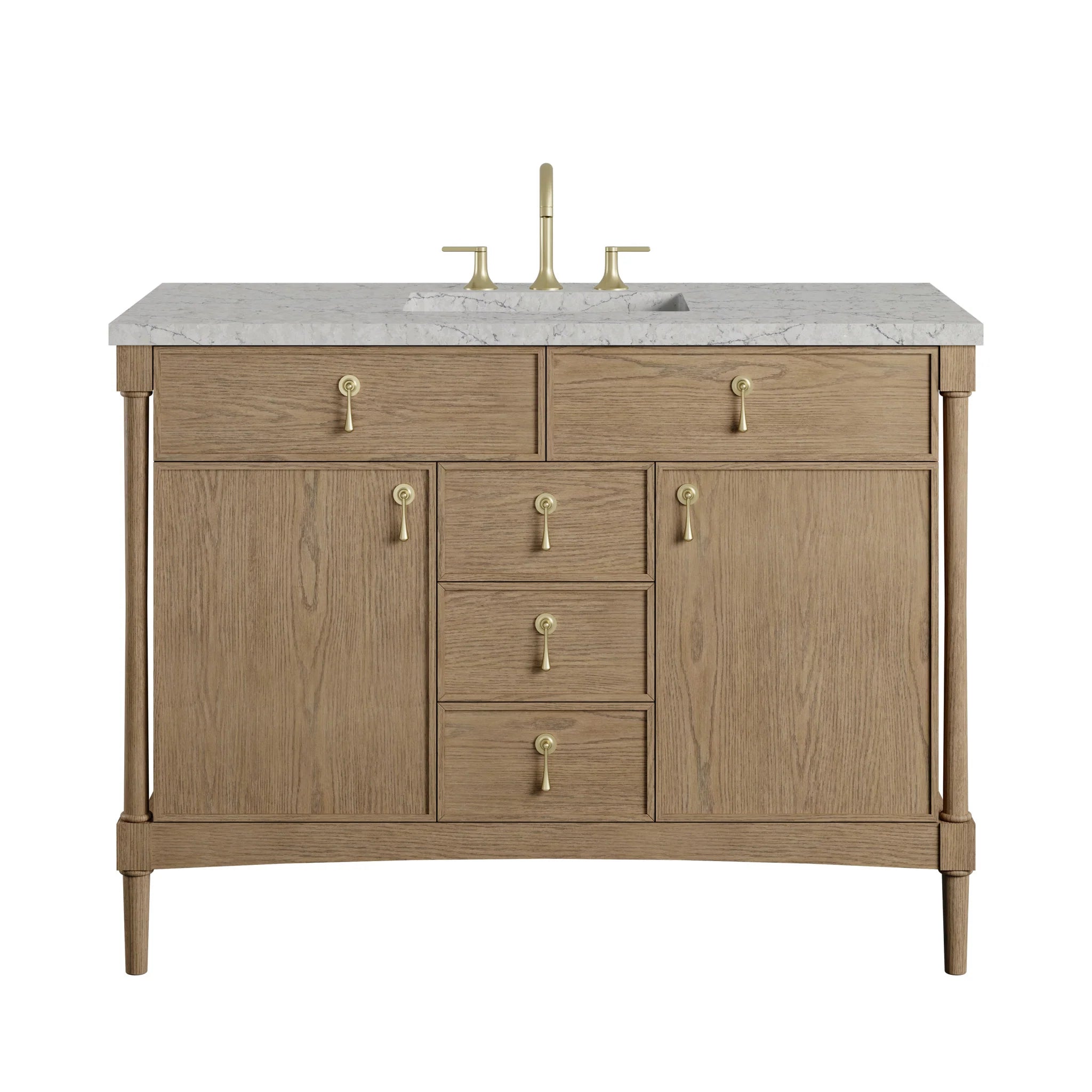 48" Kinnsden Single Vanity in Weathered Oak by James Martin Vanities-Eternal Jasmine Pearl Silestone