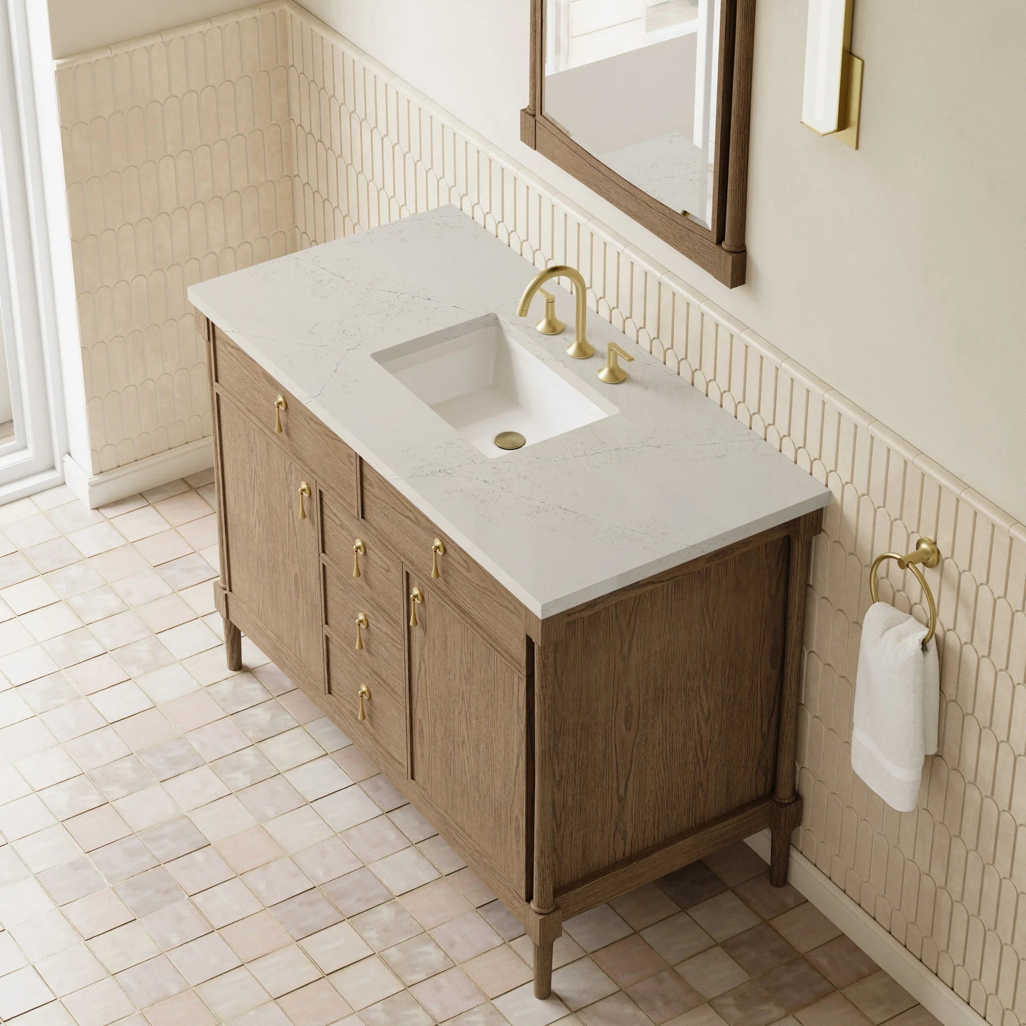 48" Kinnsden Single Vanity in Weathered Oak by James Martin Vanities-Siberian Silestone 5
