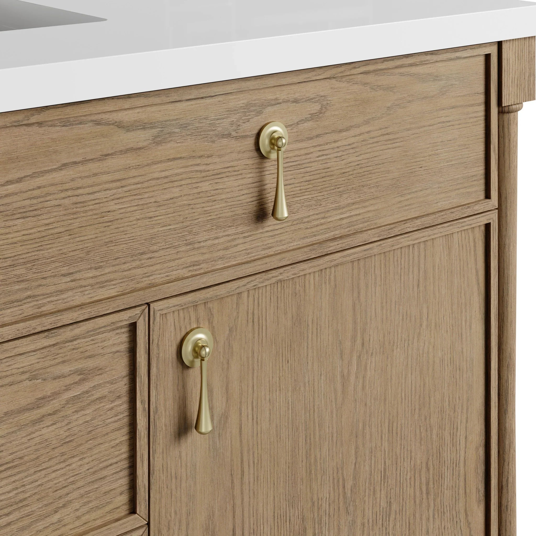48" Kinnsden Single Vanity in Weathered Oak w/FreePower Wireless Charger by James Martin Vanities-Eternal Jasmine Pearl Silestone 12