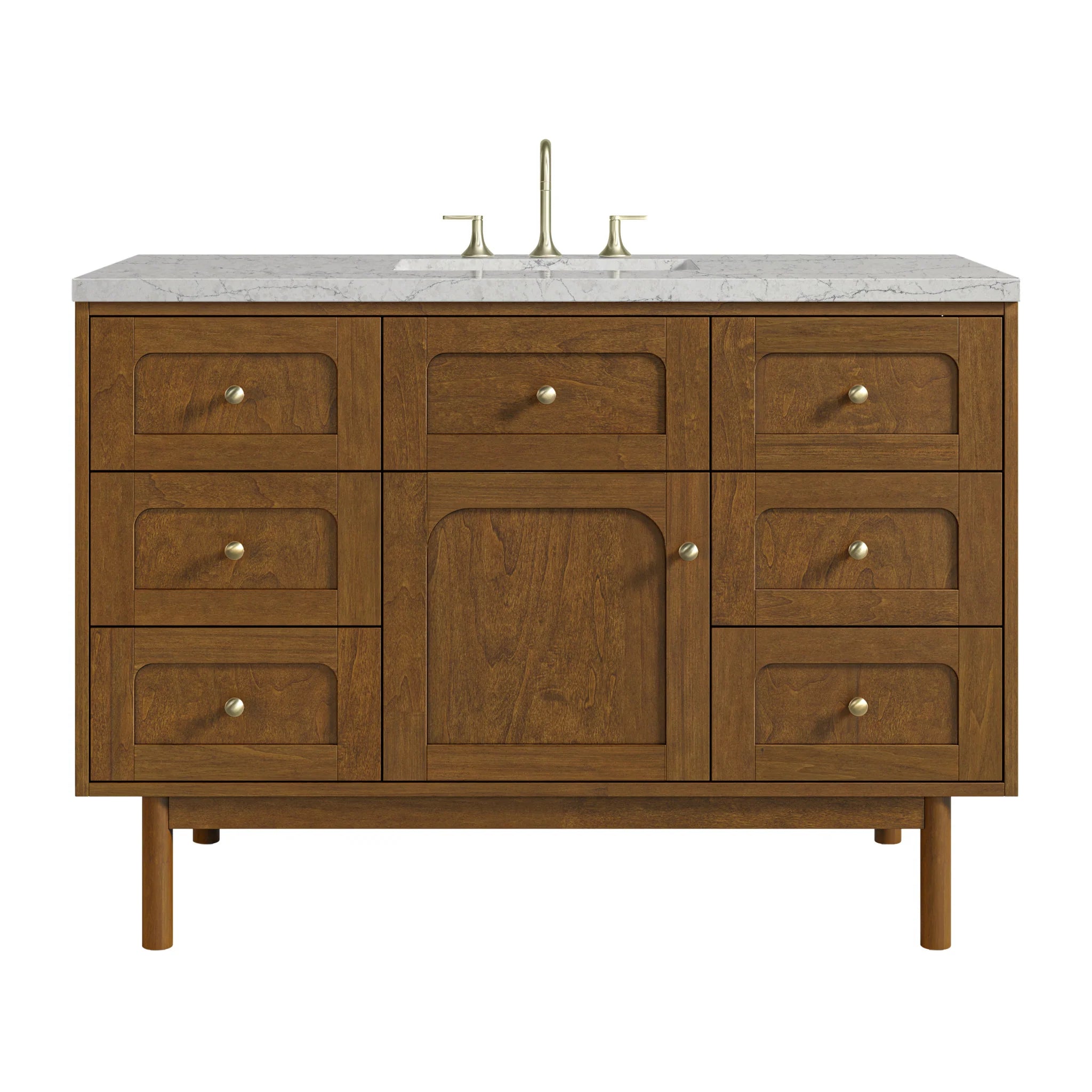 48" Laurent Single Vanity in Honey Oak w/FreePower Wireless Charger by James Martin Vanities-Eternal Jasmine Pearl Silestone