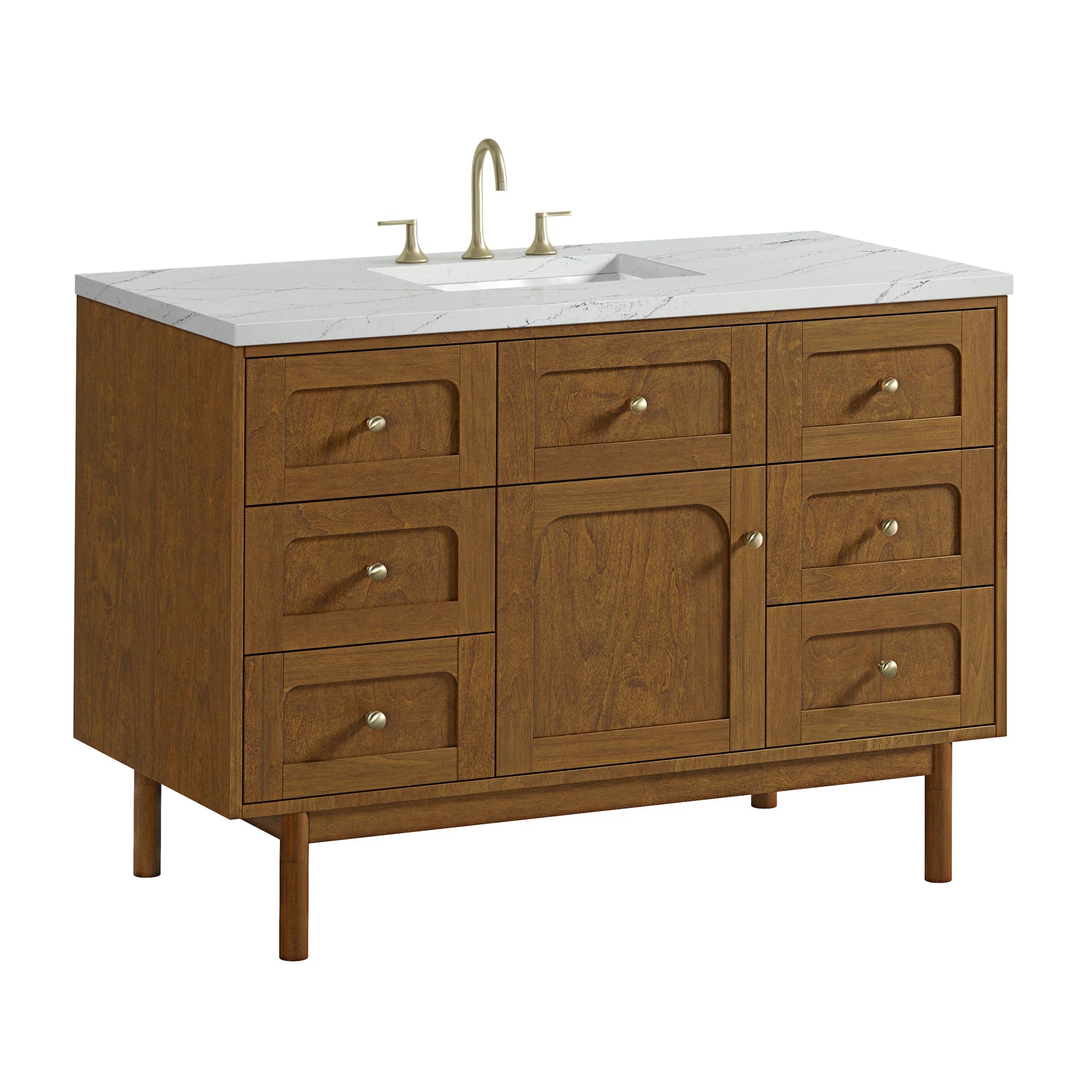 48" Laurent Single Vanity in Honey Oak w/FreePower Wireless Charger by James Martin Vanities-Ethereal Noctis Silestone 17