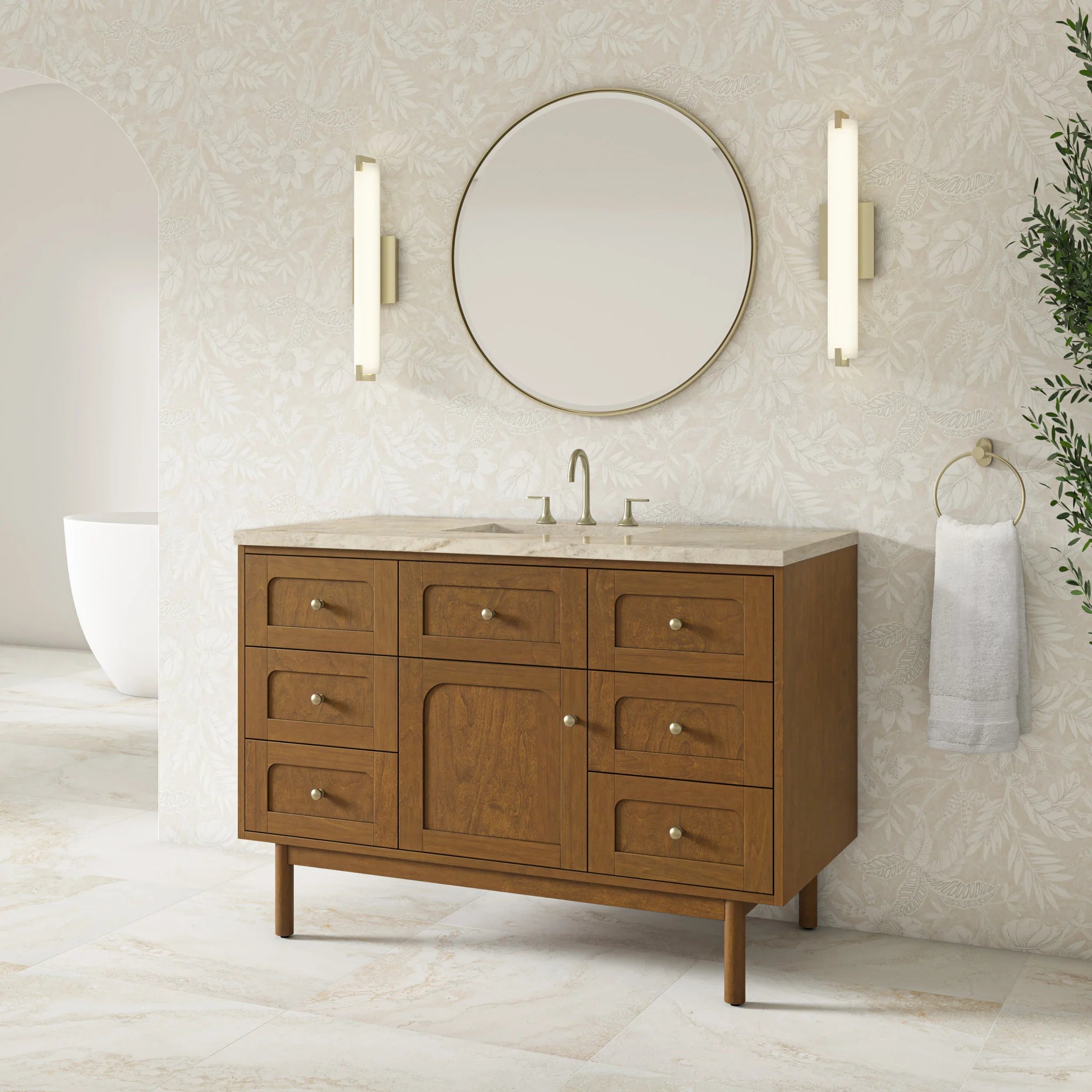 48" Laurent Single Vanity in Honey Oak w/FreePower Wireless Charger by James Martin Vanities-Tajnar Eclos 4