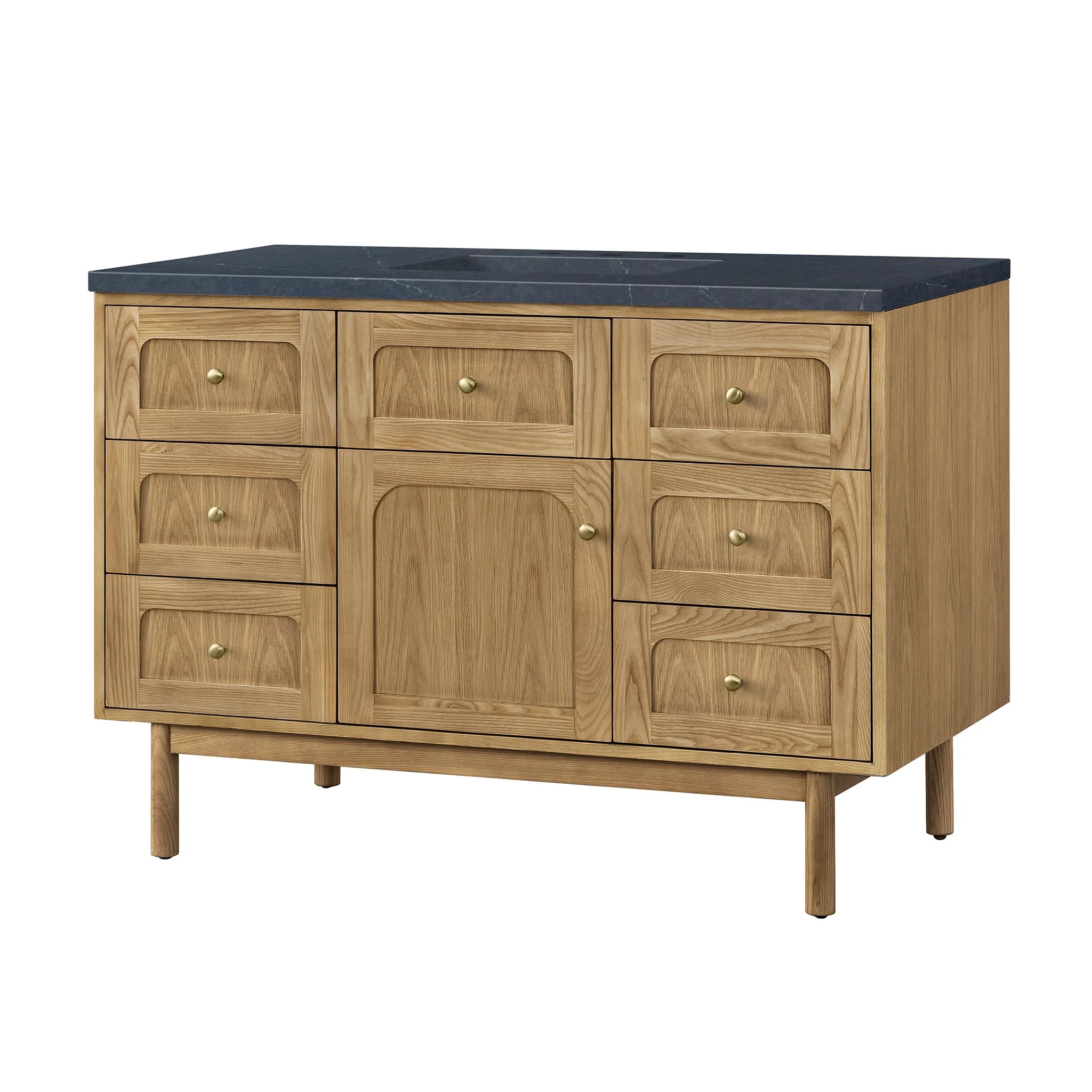 48" Laurent Single Vanity in Light Natural Oak-Charcoal Soapstone Silestone-8" Widespread image 11