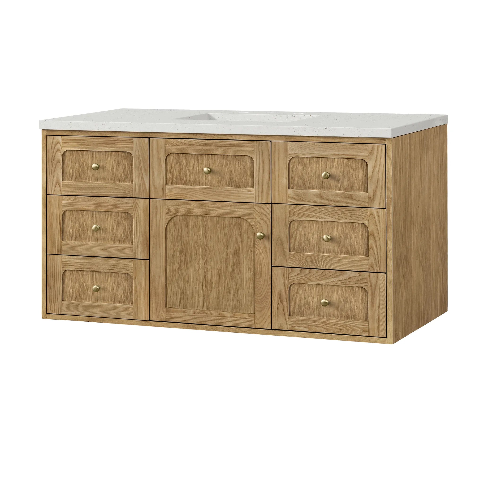 48" Laurent Single Vanity in Light Natural Oak-Lime Delight Silestone-8" Widespread image 12