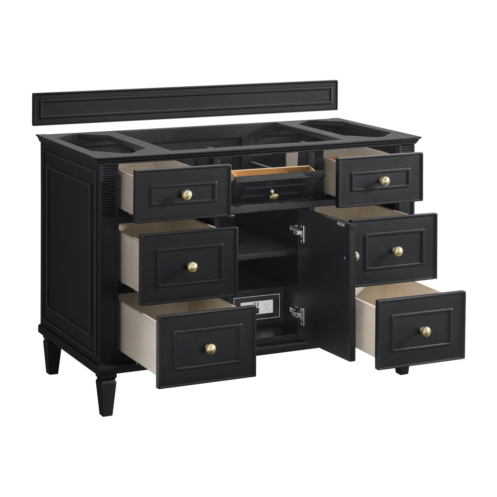 48-lorelai-single-vanity-in-black-onyx-by-james-martin-vanities-tajnar-eclos-zero-silica image 1