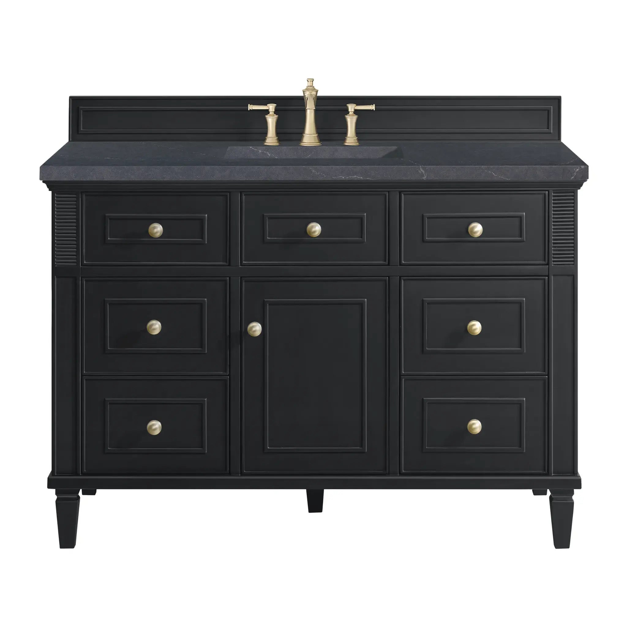 48" Lorelai Single Vanity in Black Onyx-Charcoal Soapstone Silestone-8" Widespread image
